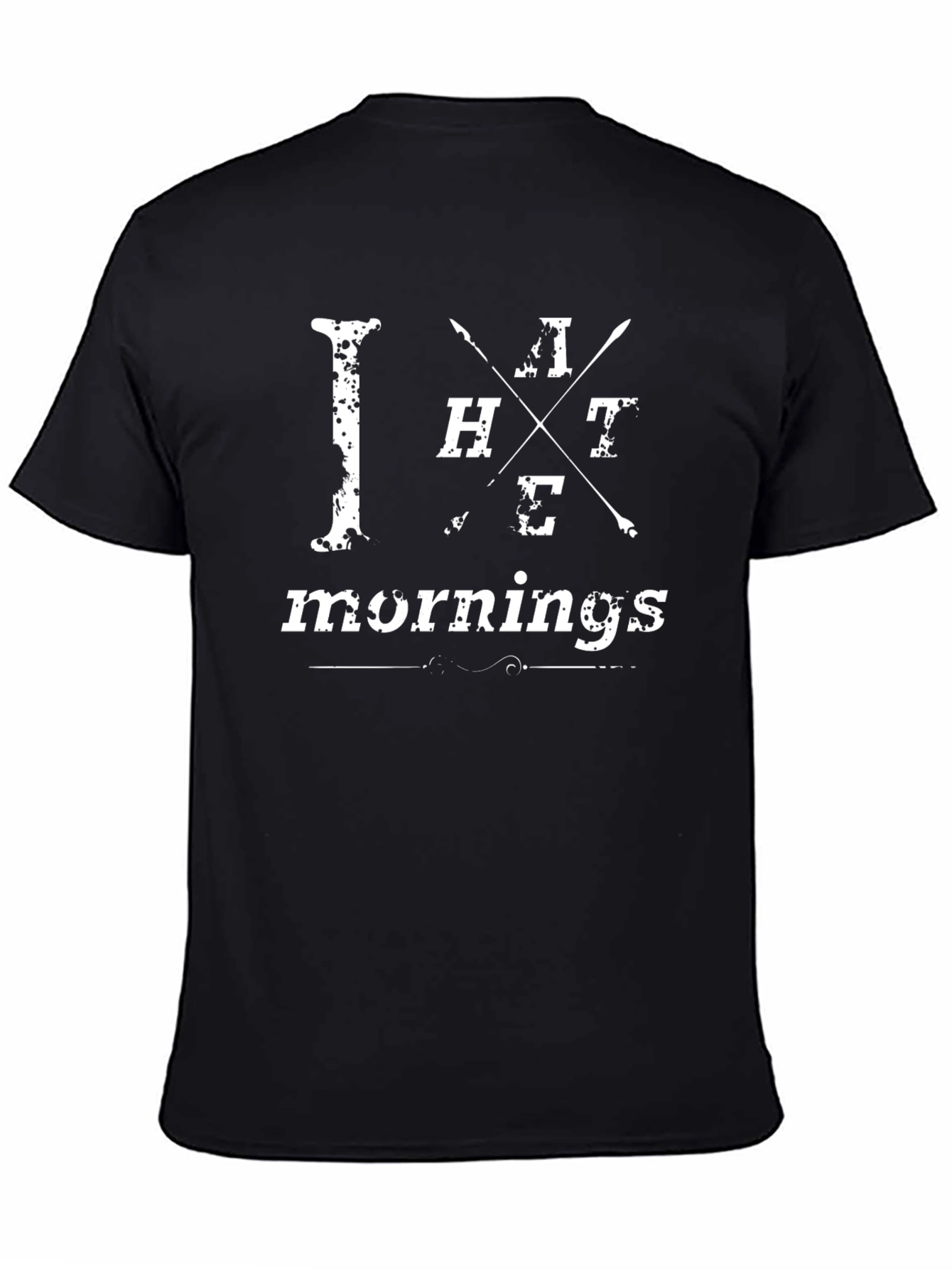 I Hate Mornings Graphic T-Shirt - Black Cotton