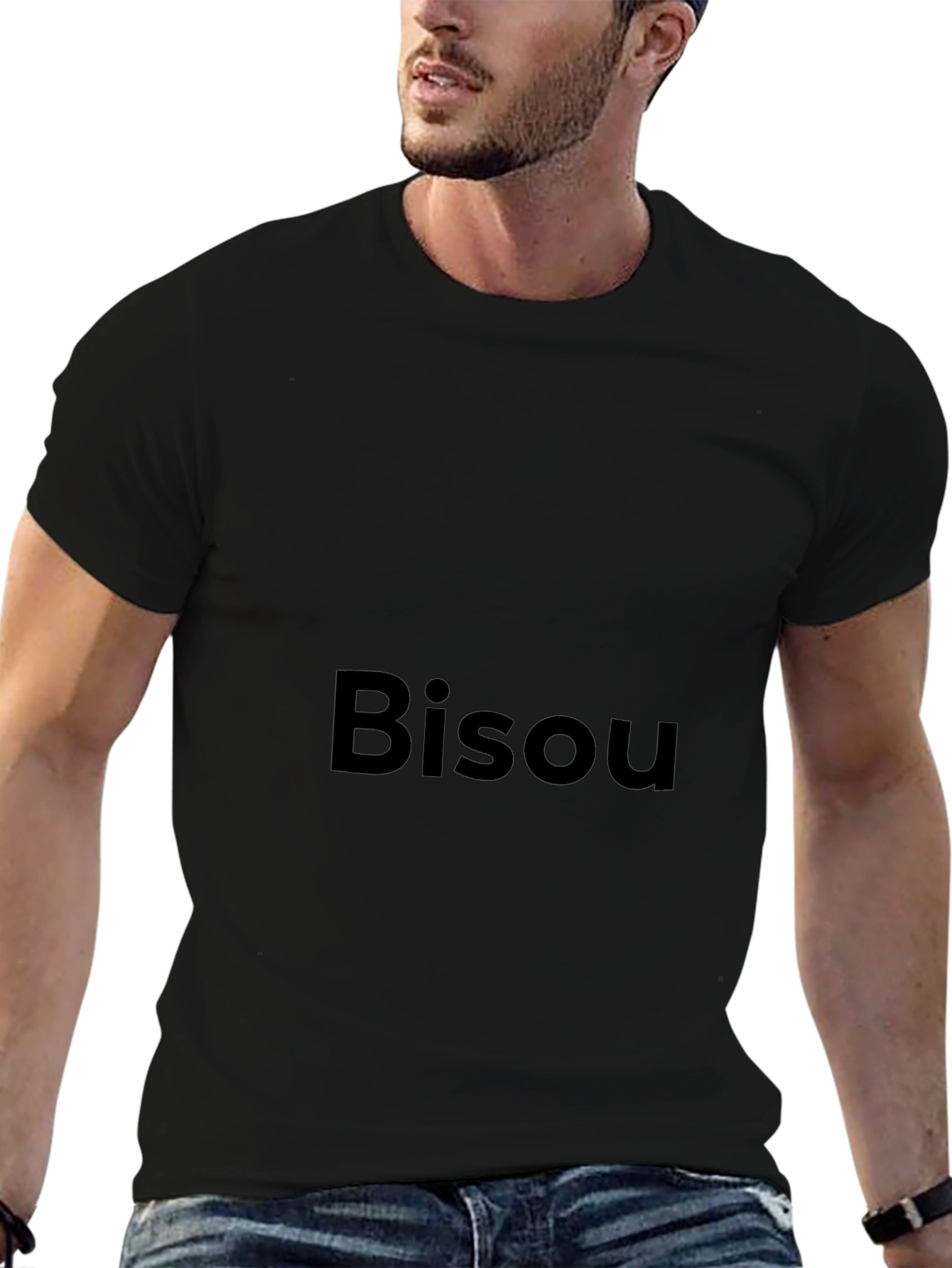 Bisou Graphic Tee - Stylish Black Cotton T-Shirt