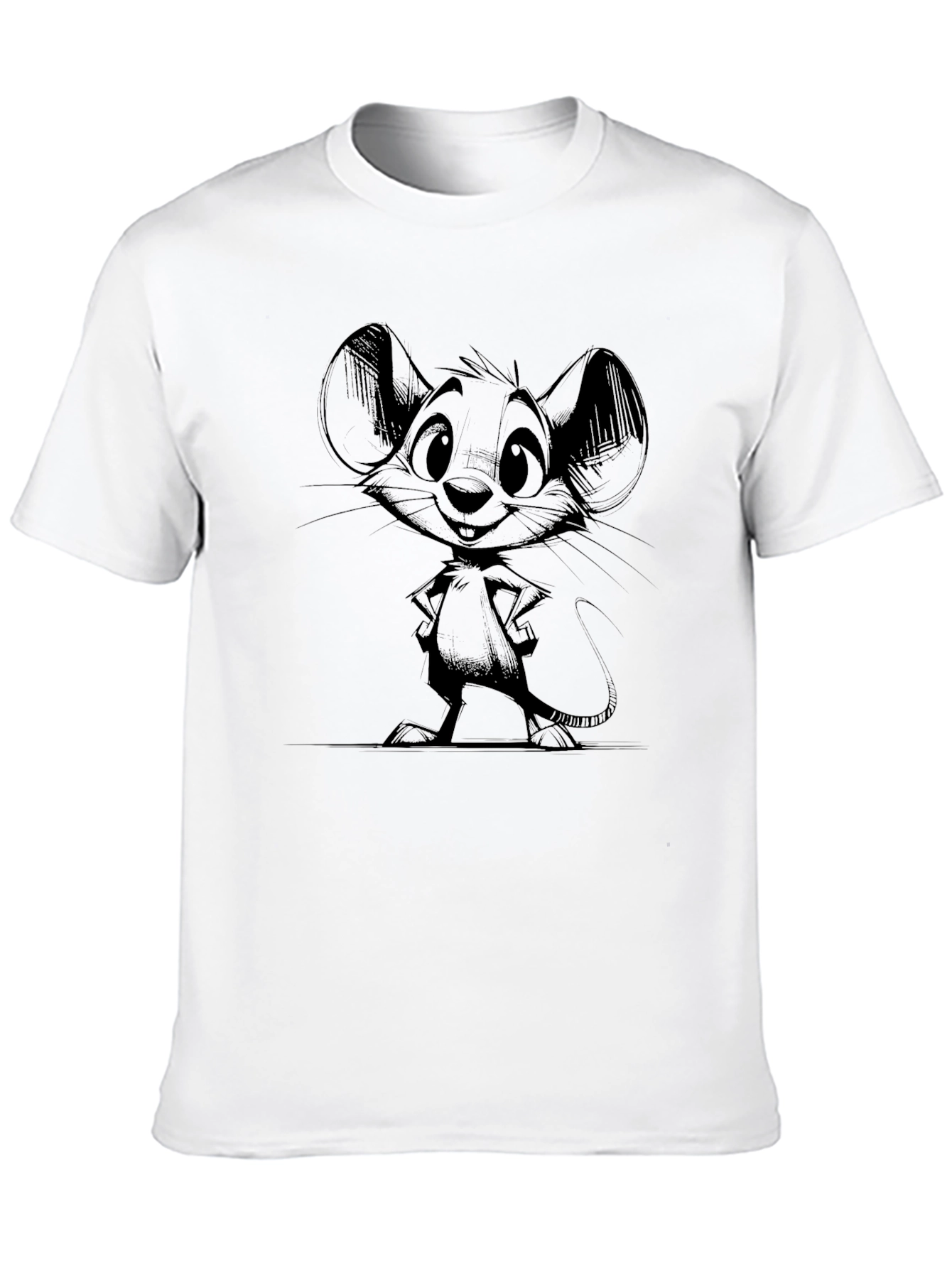 Cartoon Mouse Graphic Black T-Shirt