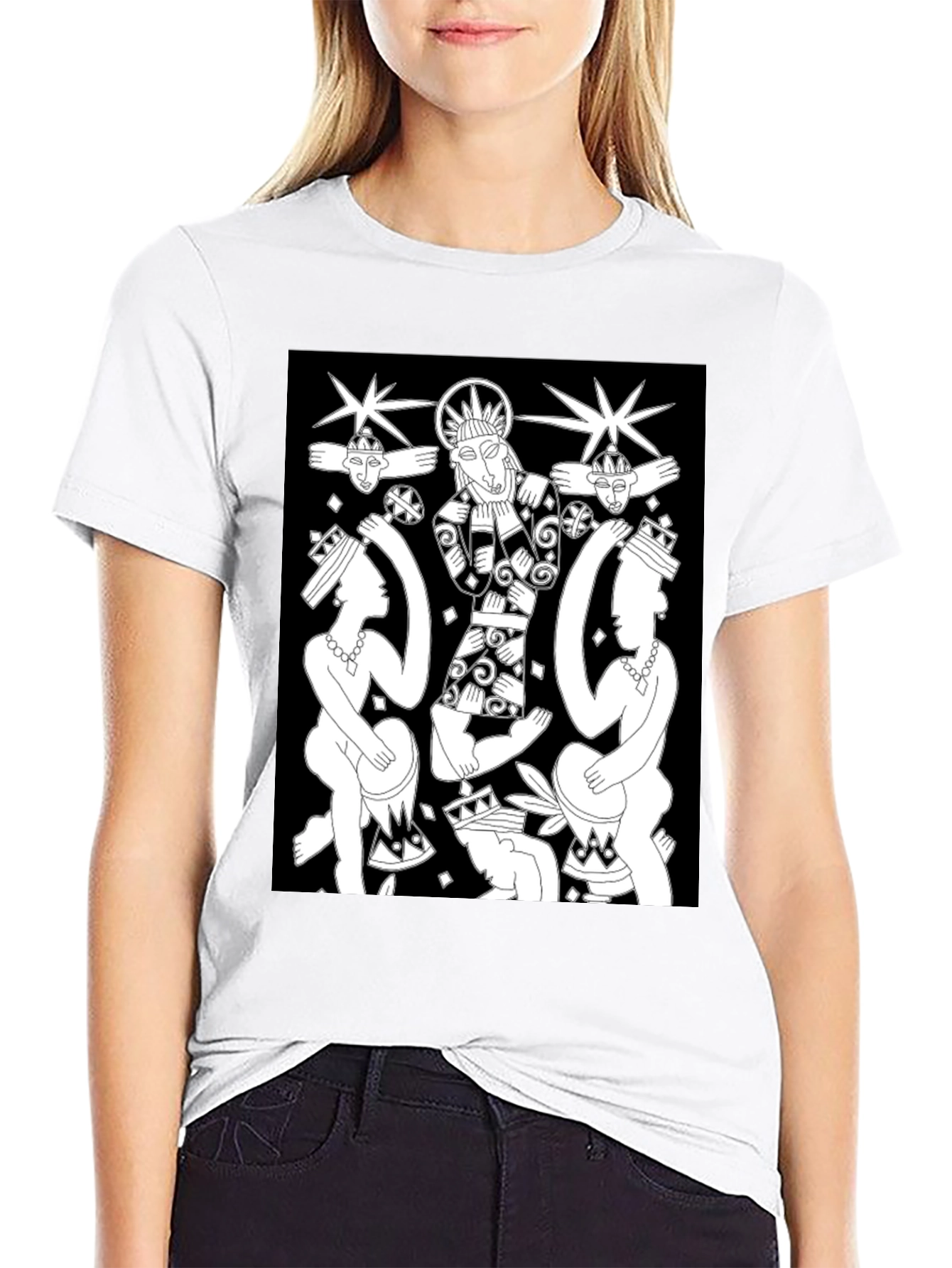 Unique Graphic Print Black Tee