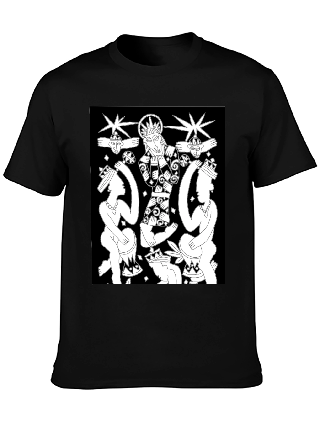 Unique Graphic Print Black Tee