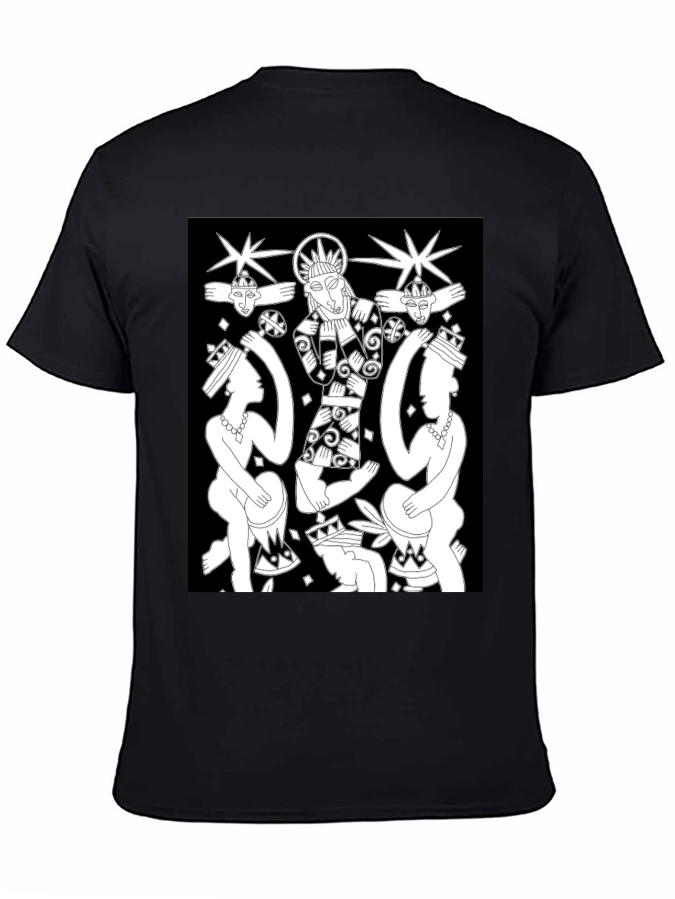 Unique Graphic Print Black Tee