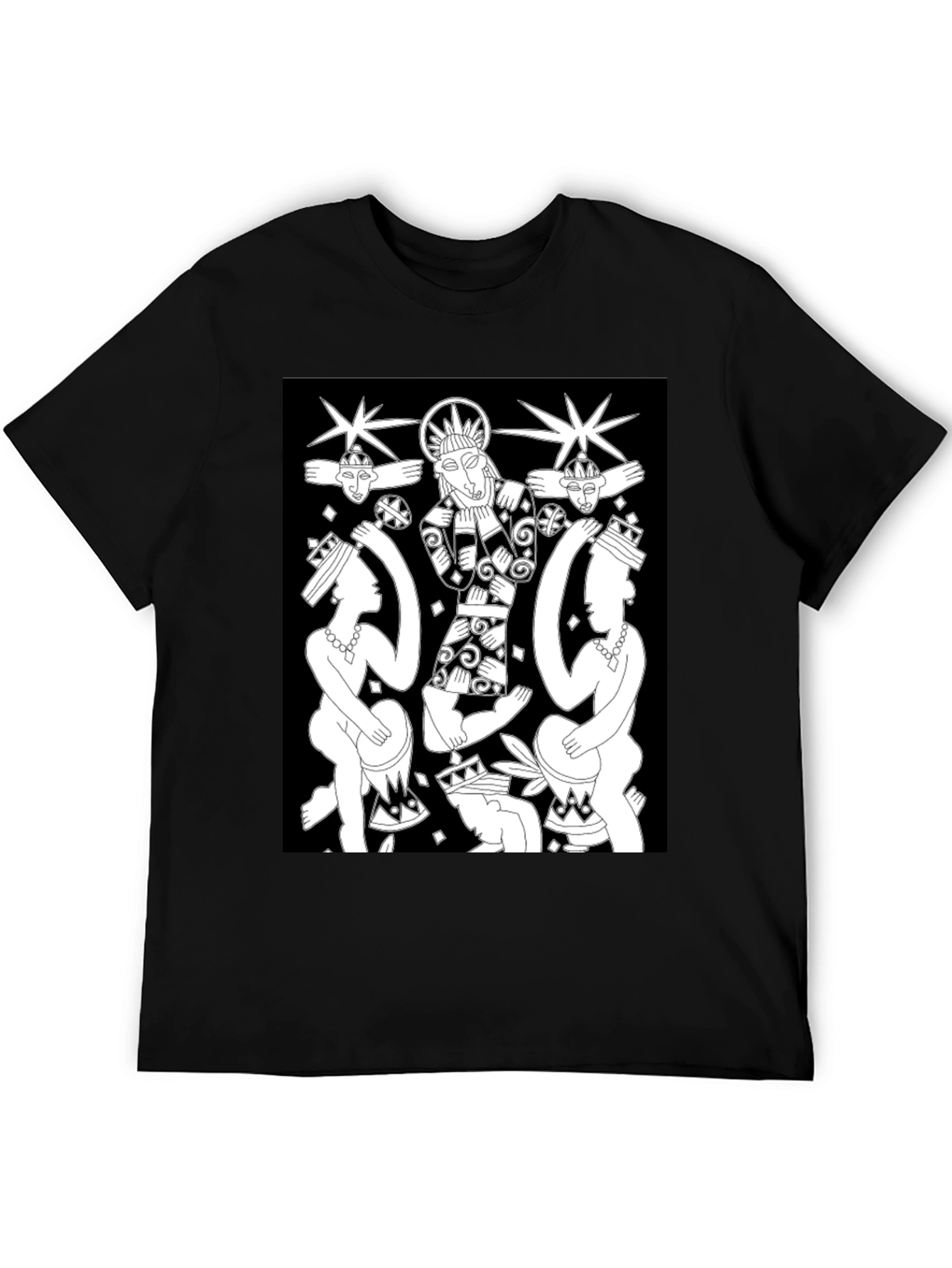 Unique Graphic Print Black Tee