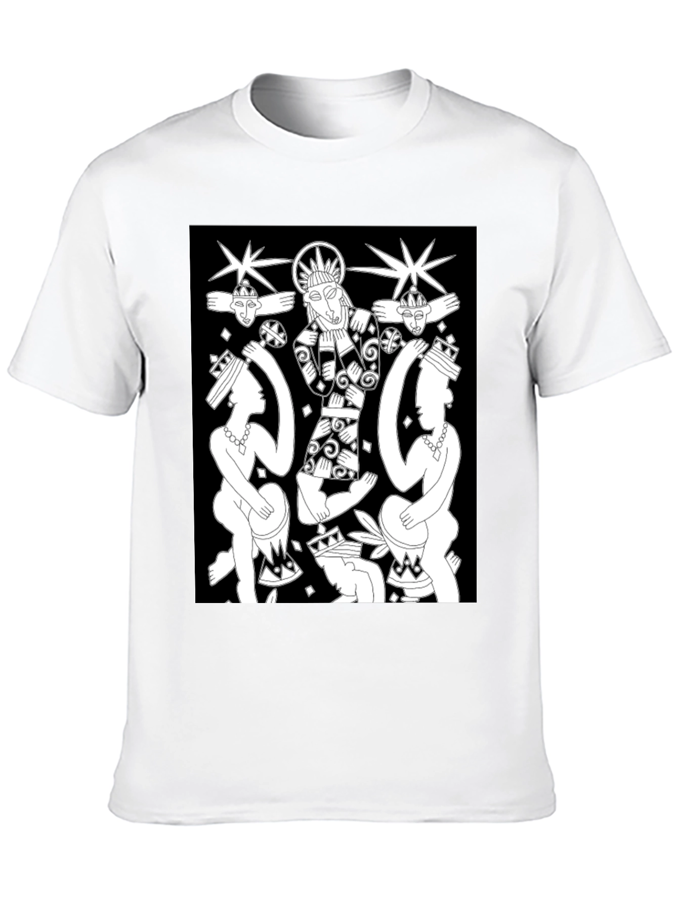 Unique Graphic Print Black Tee