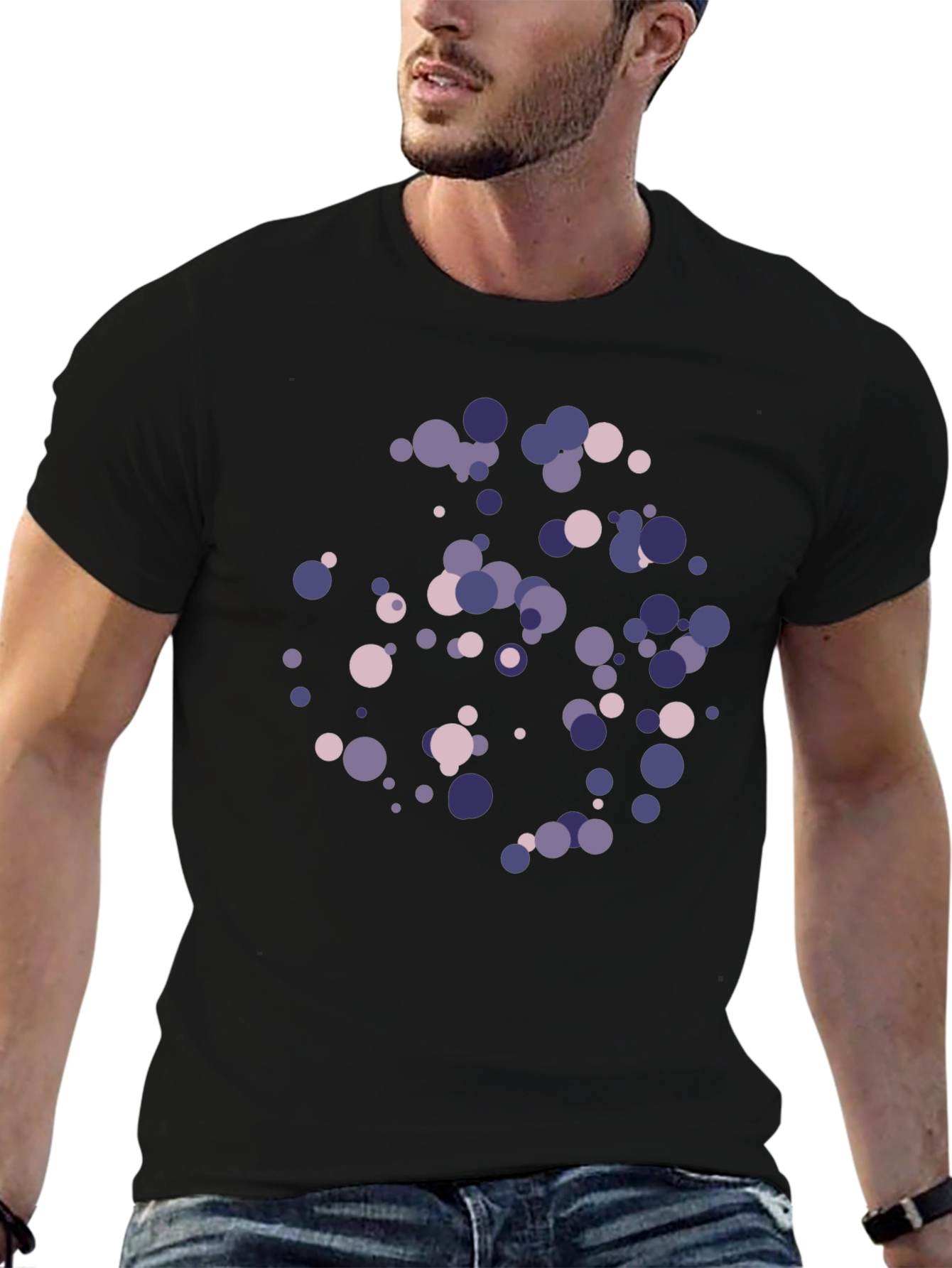 Modern Circles Graphic T-Shirt - Black Cotton Blend