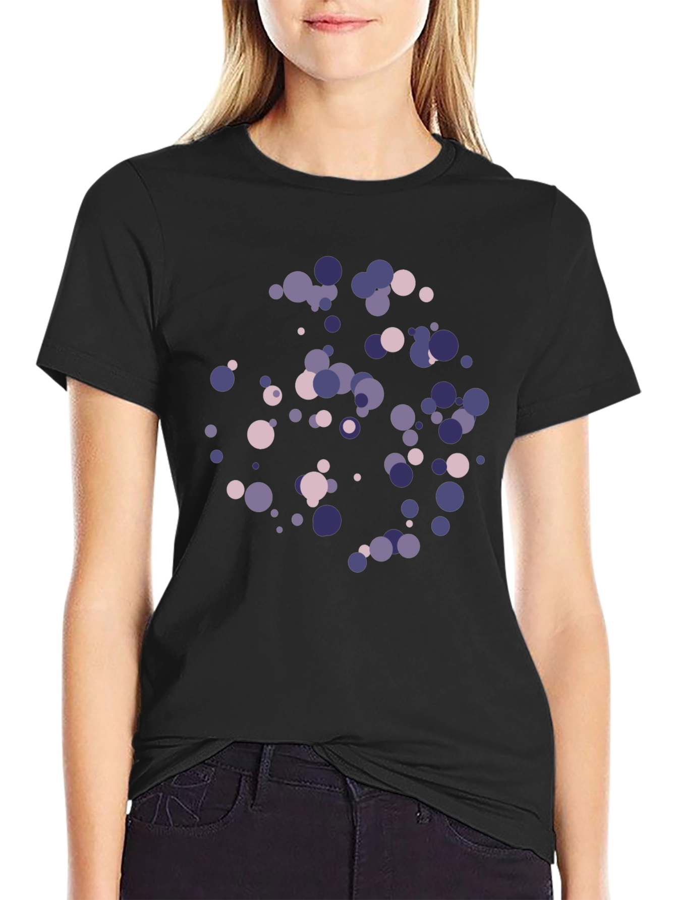 Modern Circles Graphic T-Shirt - Black Cotton Blend