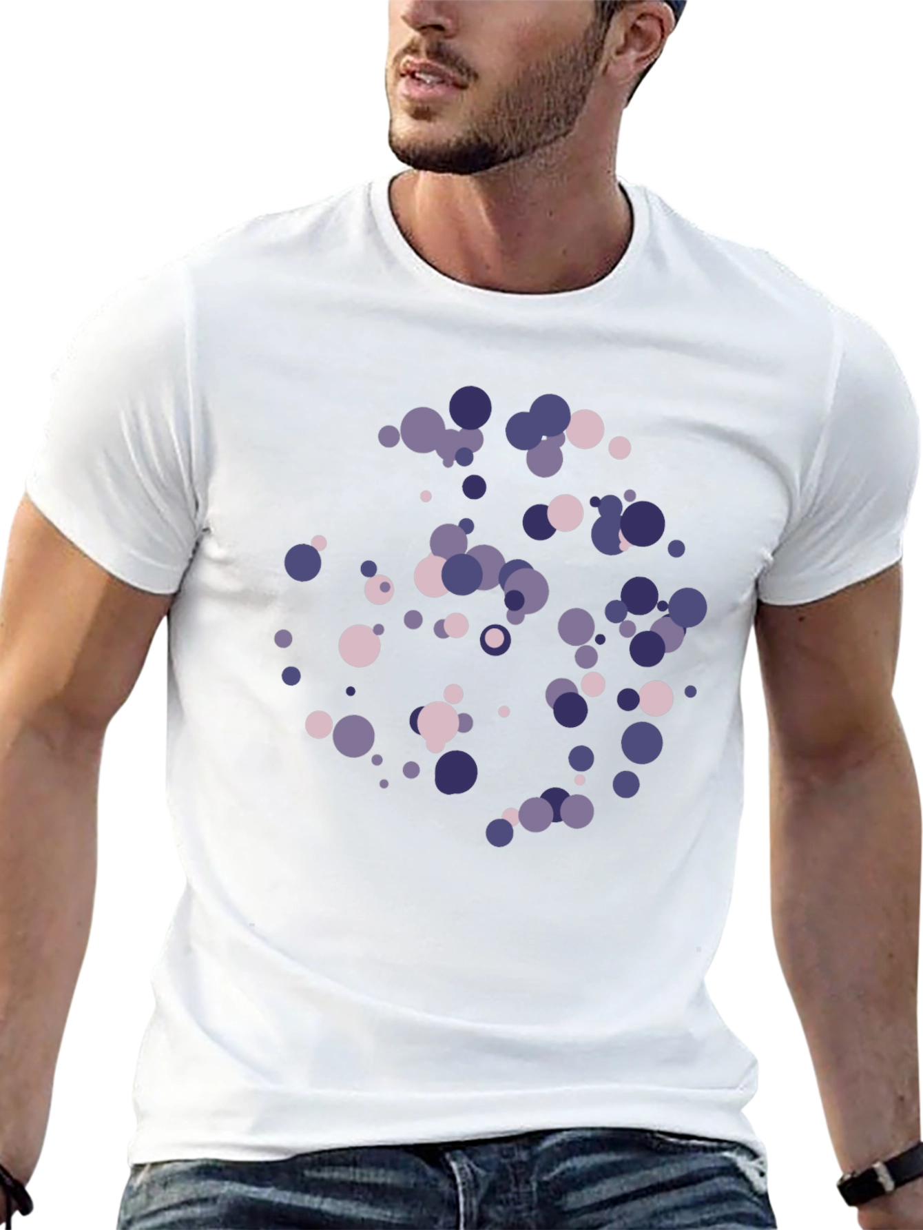 Modern Circles Graphic T-Shirt - Black Cotton Blend