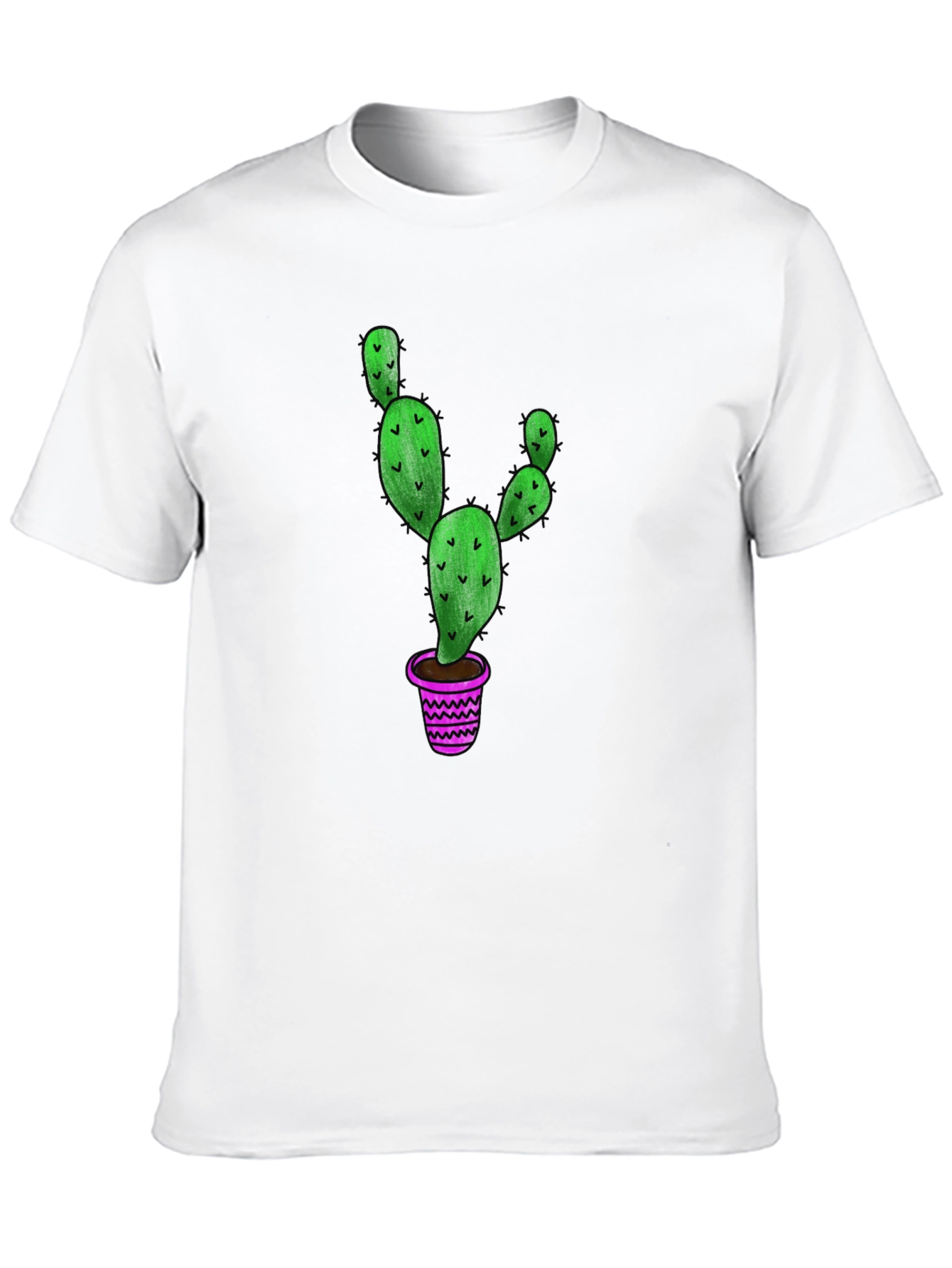 Cactus Graphic T-Shirt - Black Cotton Blend Casual Tee