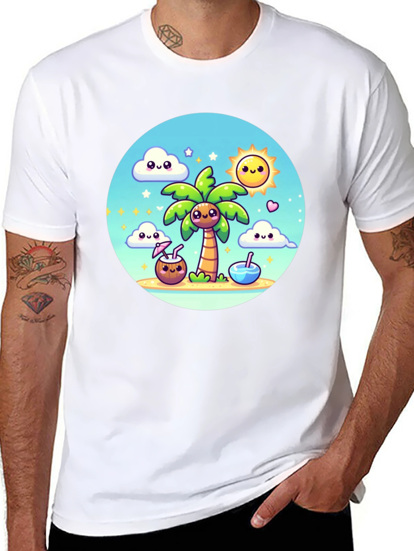 Kawaii Cartoon Beach T-Shirt - Summer Vibes!