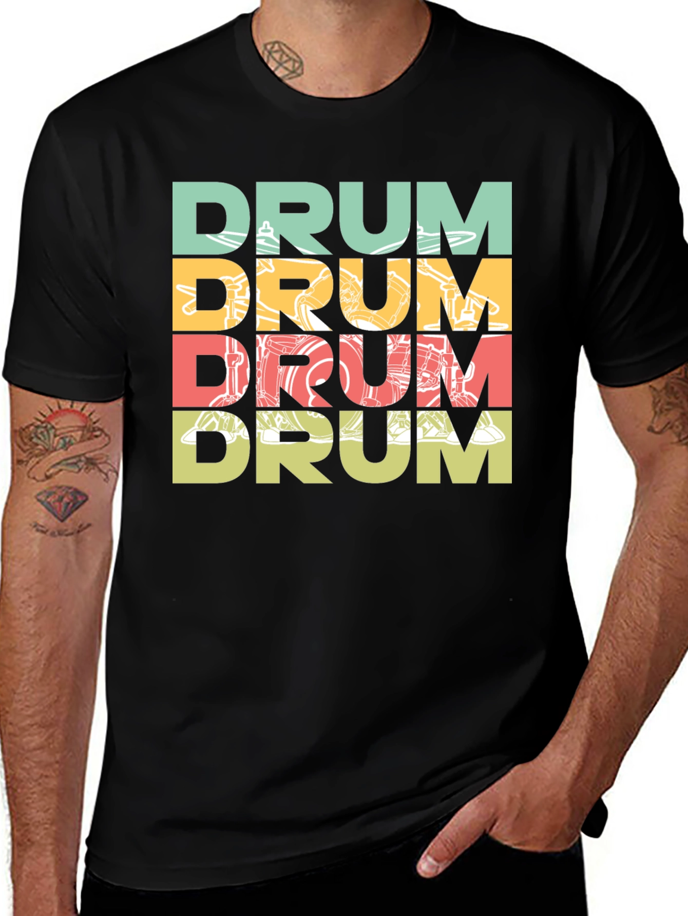 Retro Drum Kit T-Shirt - Musician Tee