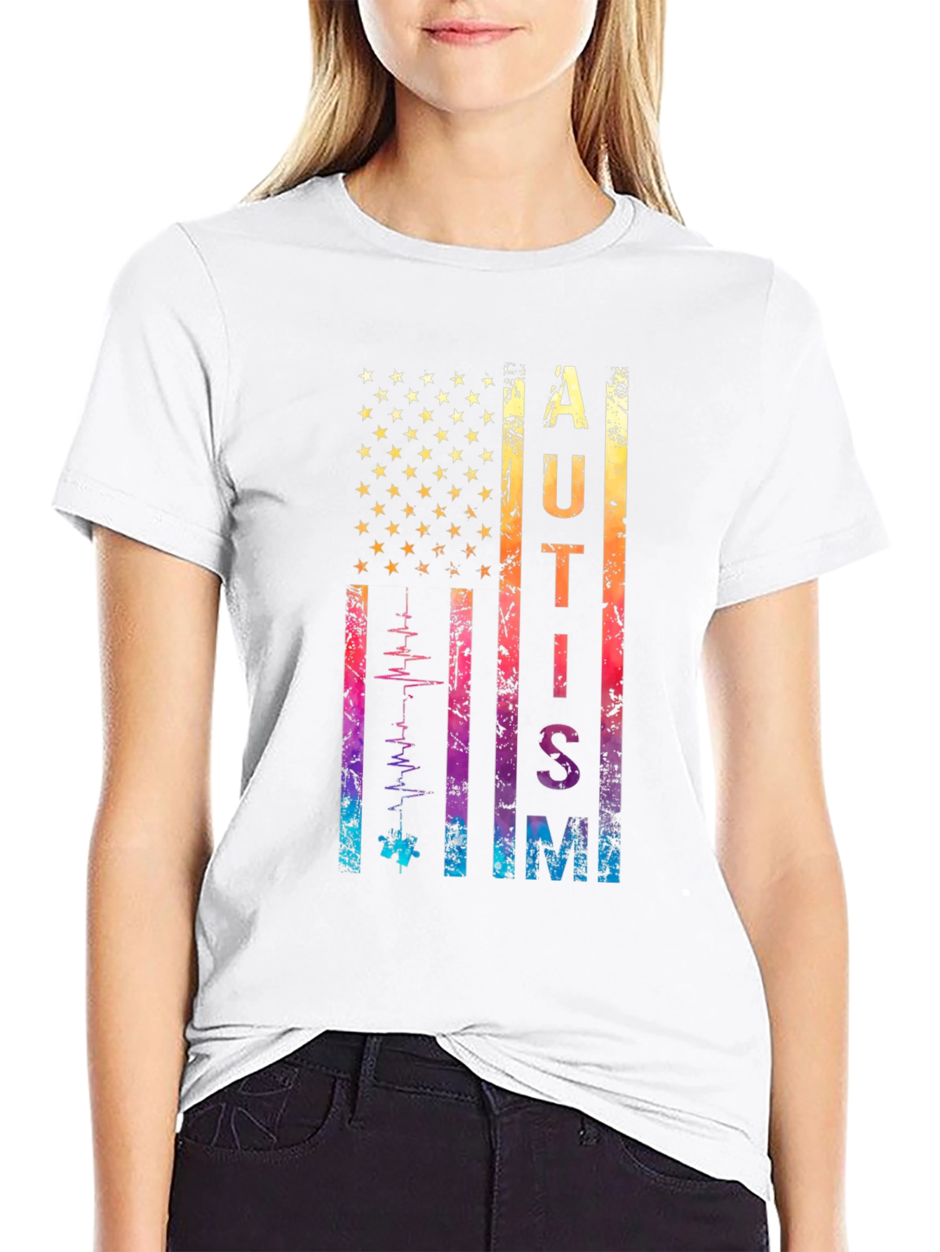 Autism Awareness USA Flag T-Shirt