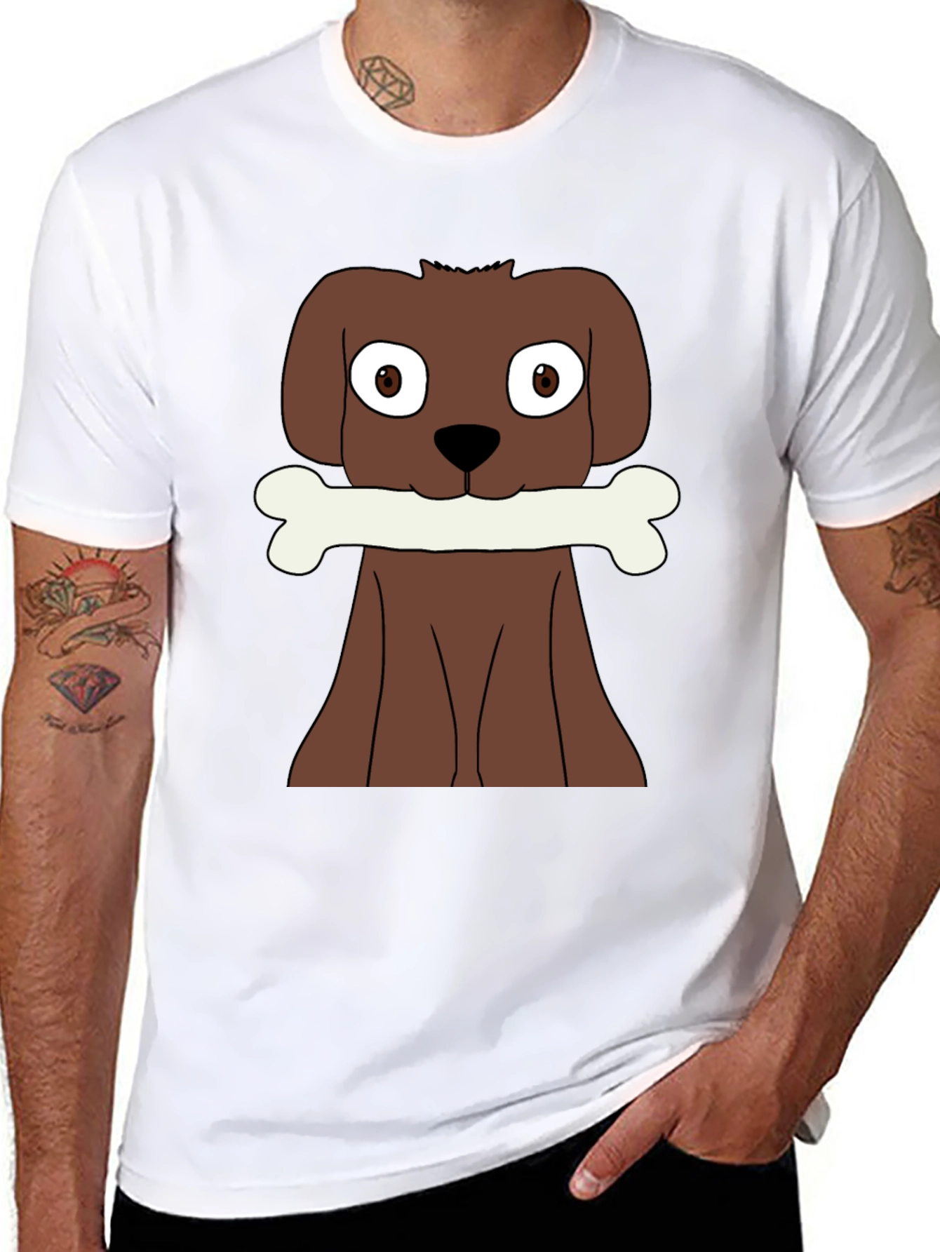 Dog with Bone Graphic T-Shirt