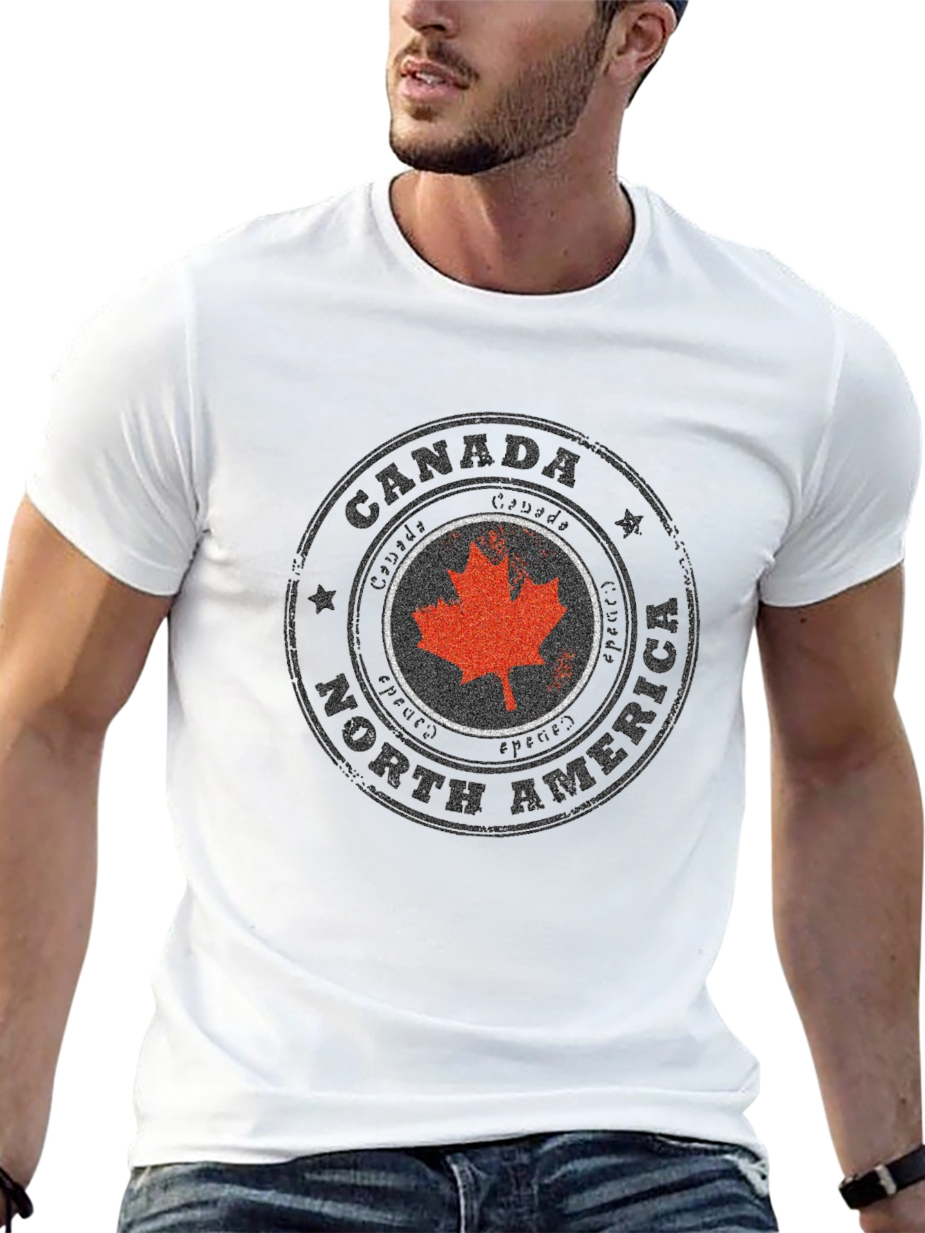 Canada North America Maple Leaf Stamp T-Shirt