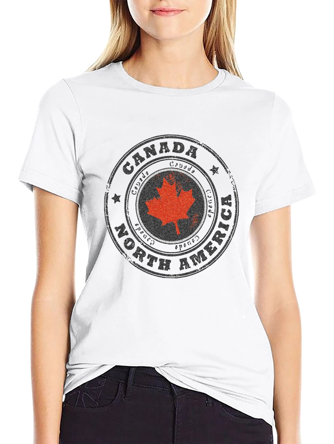 Canada North America Maple Leaf Stamp T-Shirt