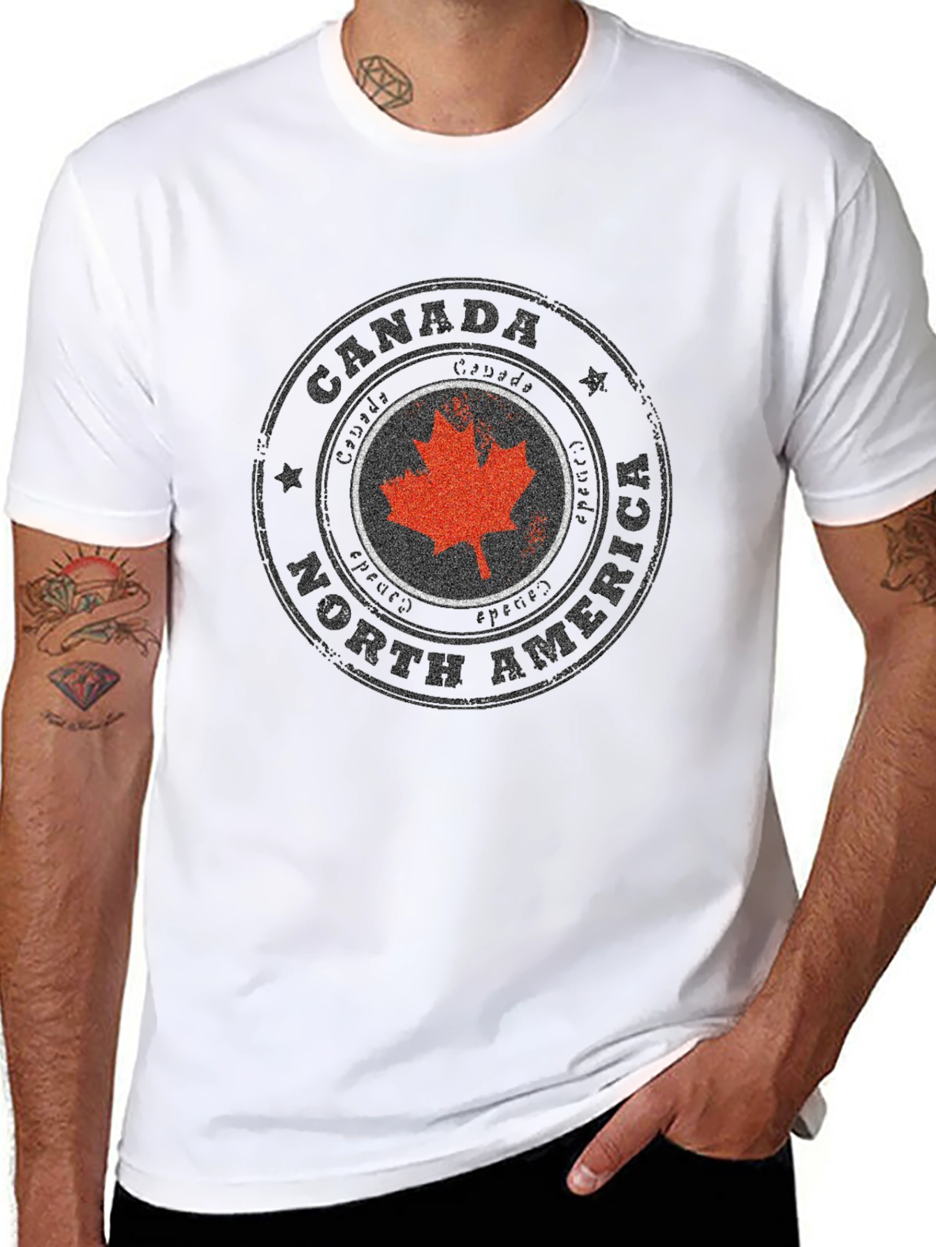 Canada North America Maple Leaf Stamp T-Shirt
