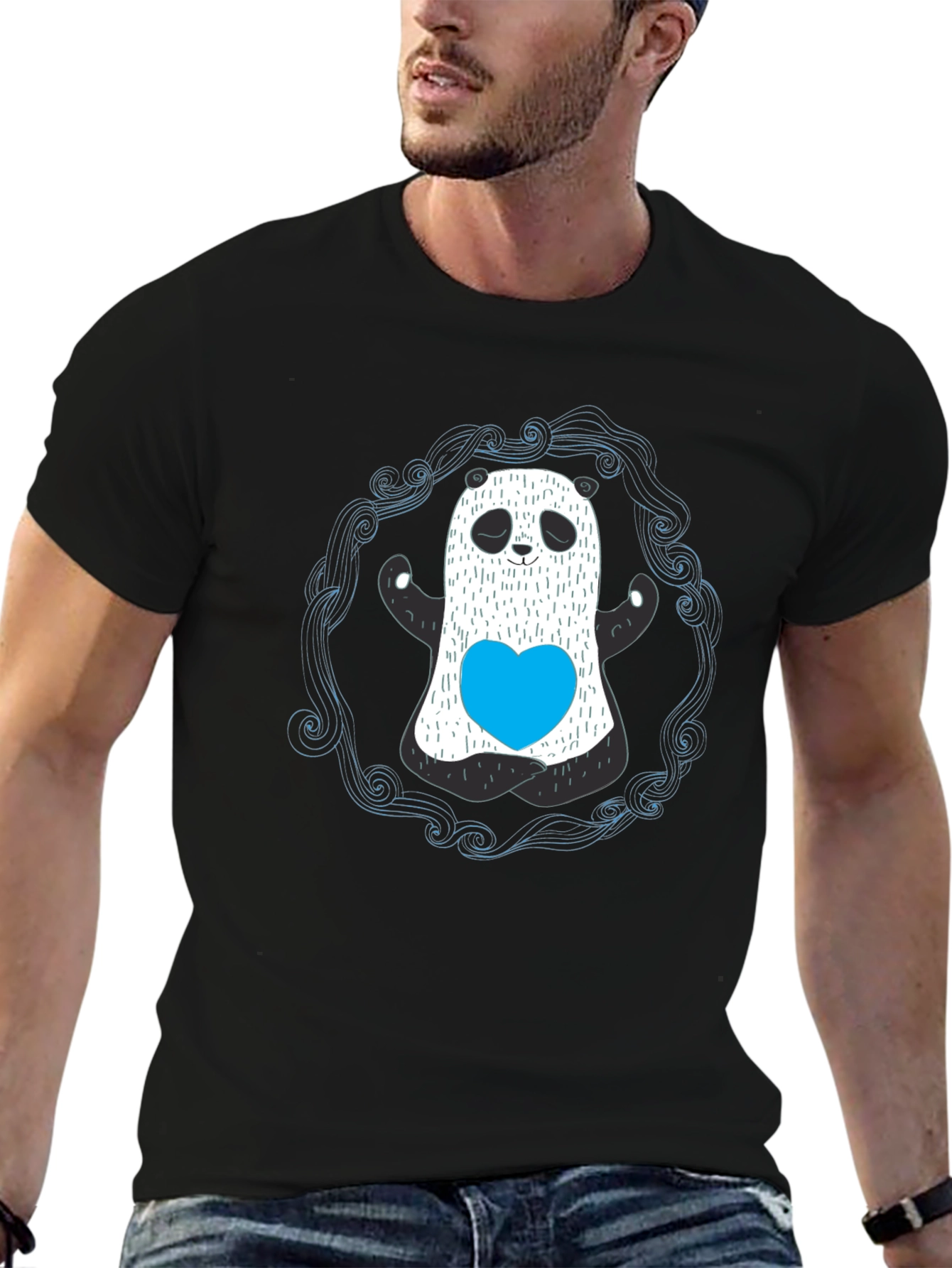 Panda Ghost Graphic Black T-Shirt