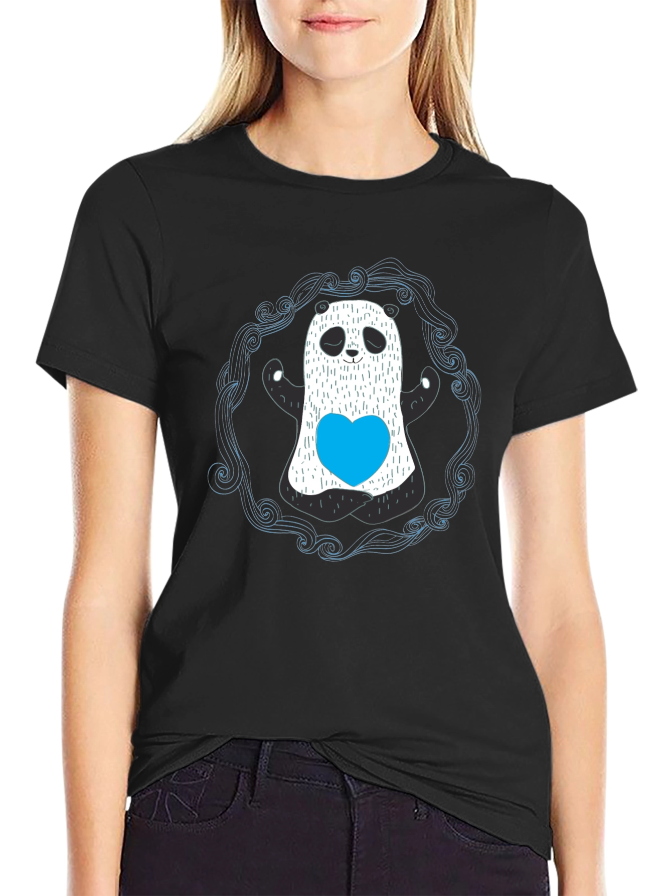 Panda Ghost Graphic Black T-Shirt