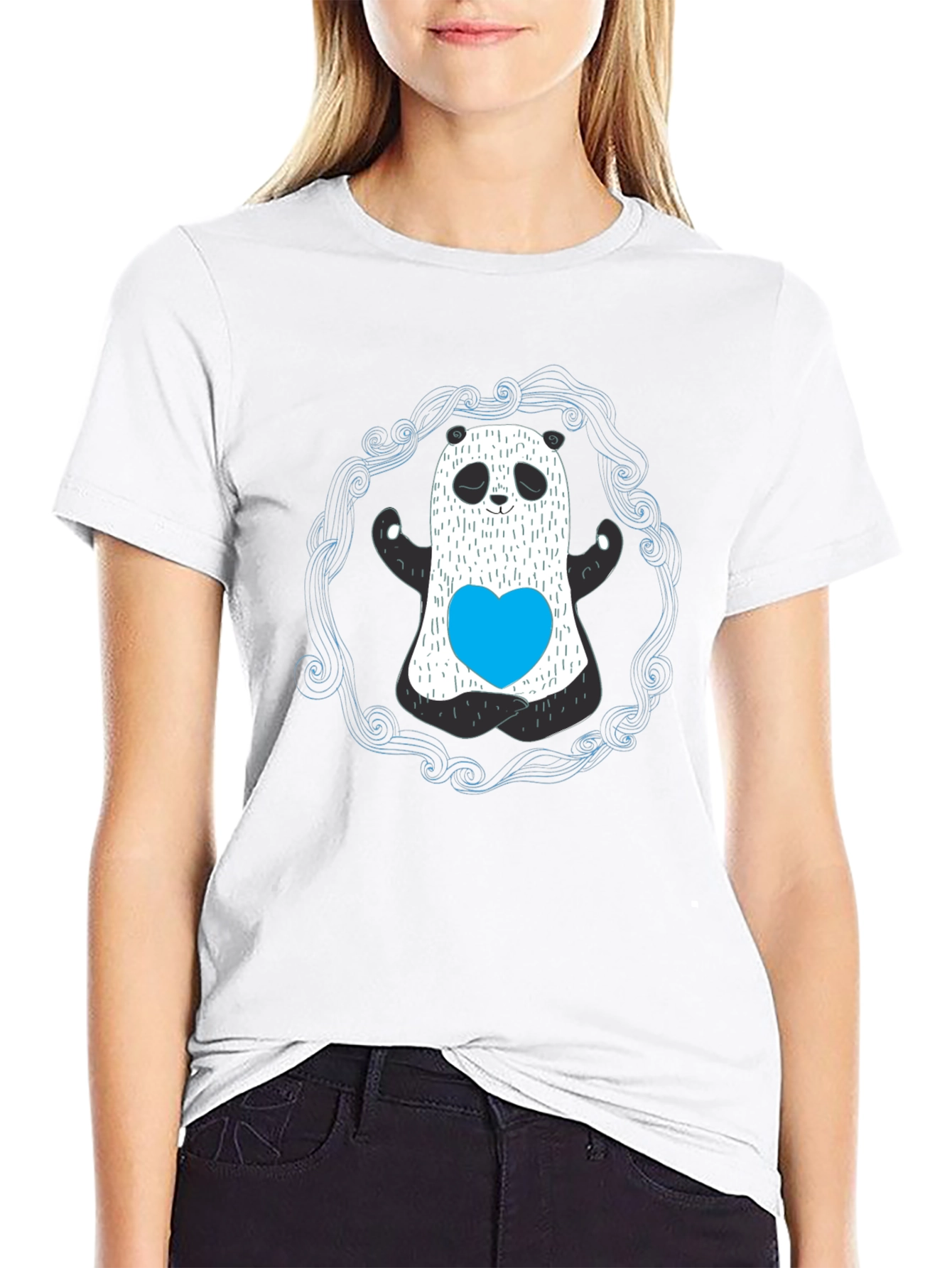 Panda Ghost Graphic Black T-Shirt