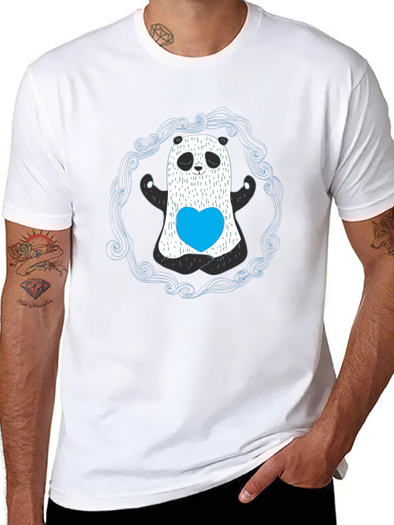 Panda Ghost Graphic Black T-Shirt