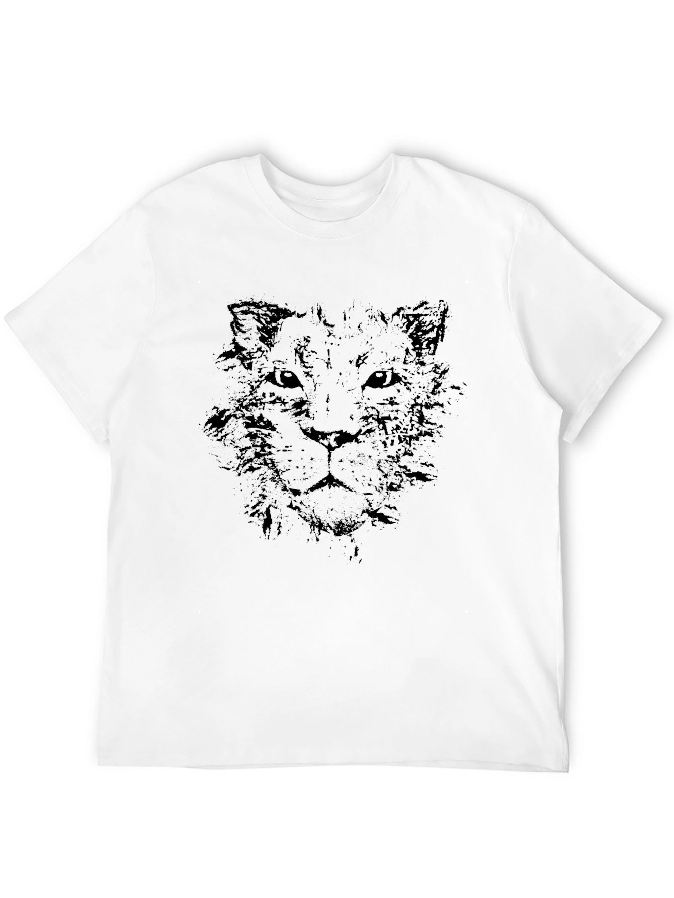 Lion Sketch Graphic Print Black T-Shirt
