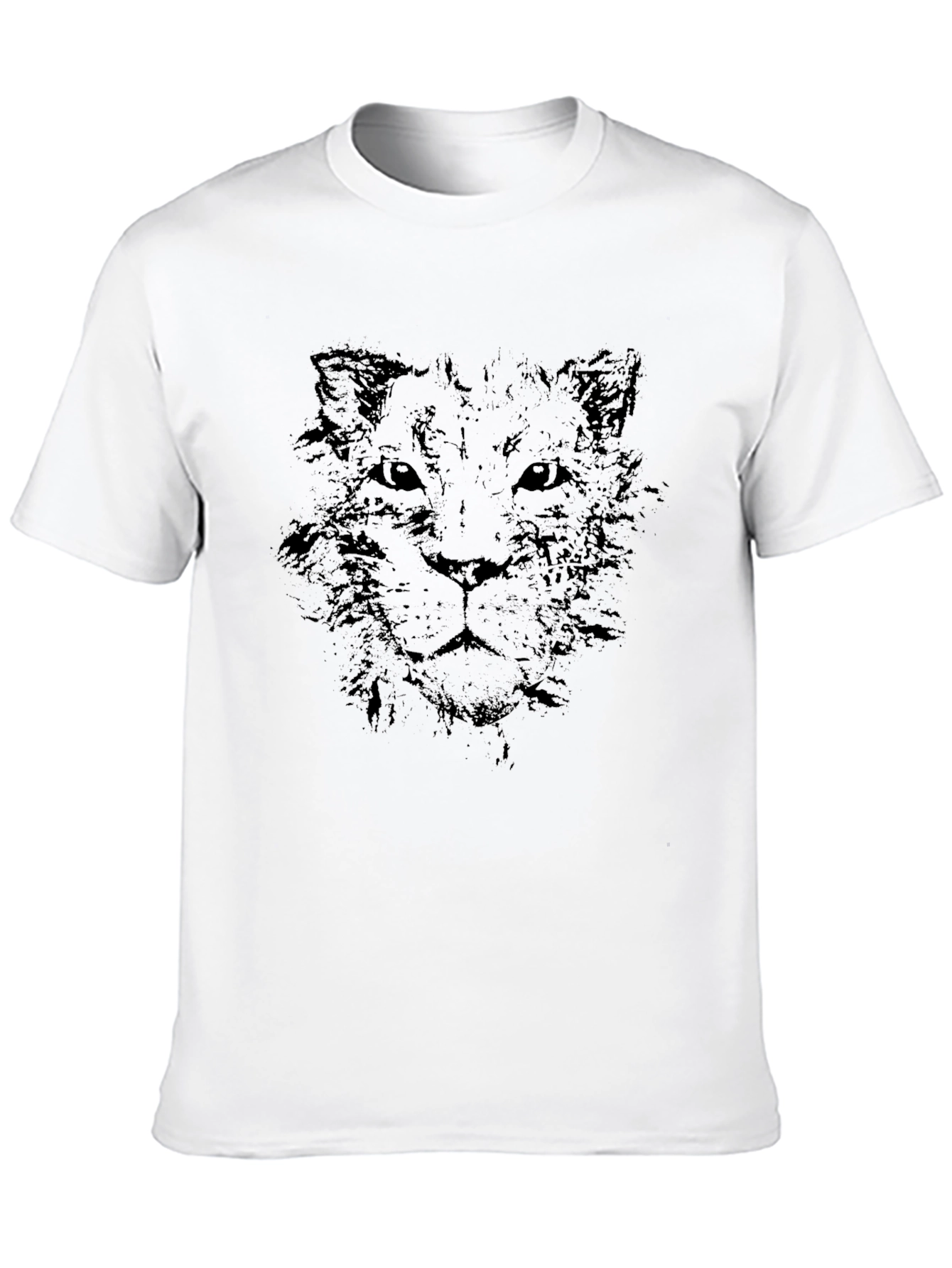 Lion Sketch Graphic Print Black T-Shirt