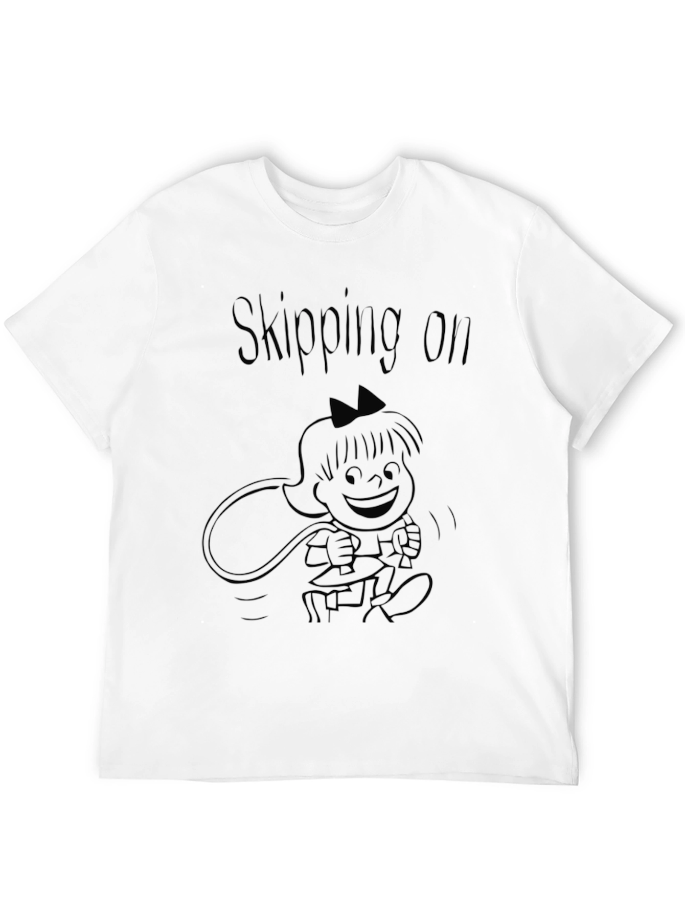 Skipping On Black T-Shirt