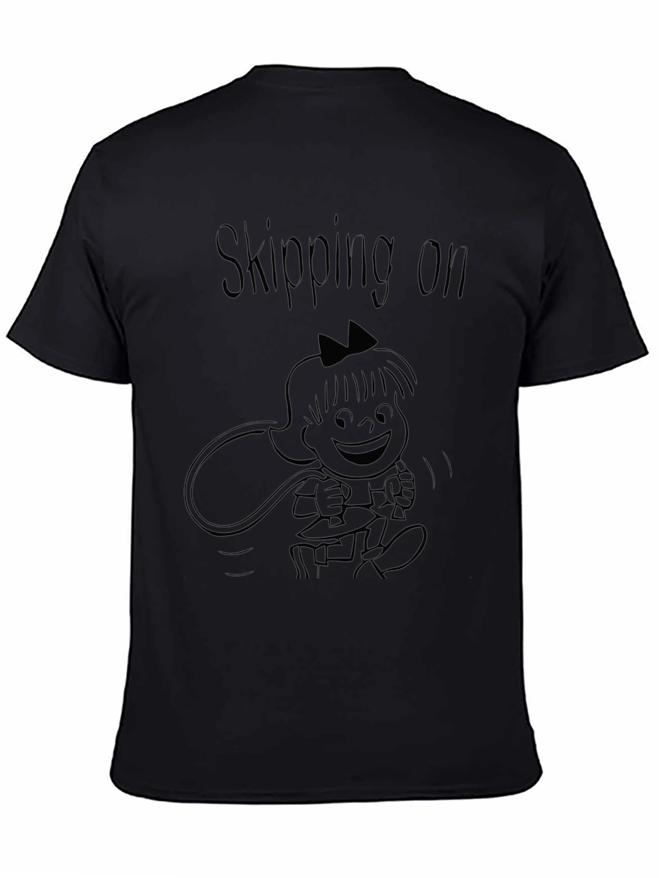 Skipping On Black T-Shirt