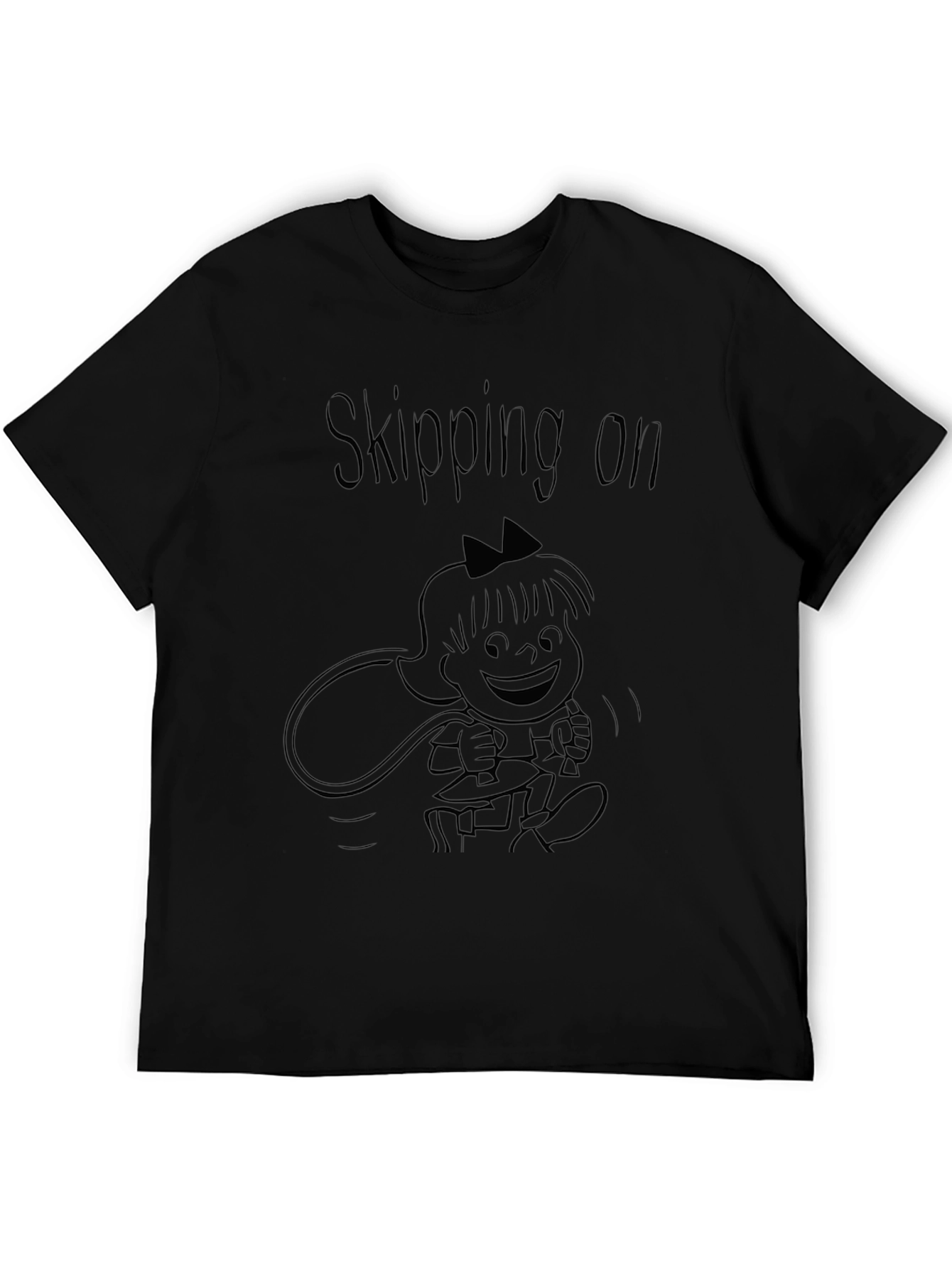 Skipping On Black T-Shirt
