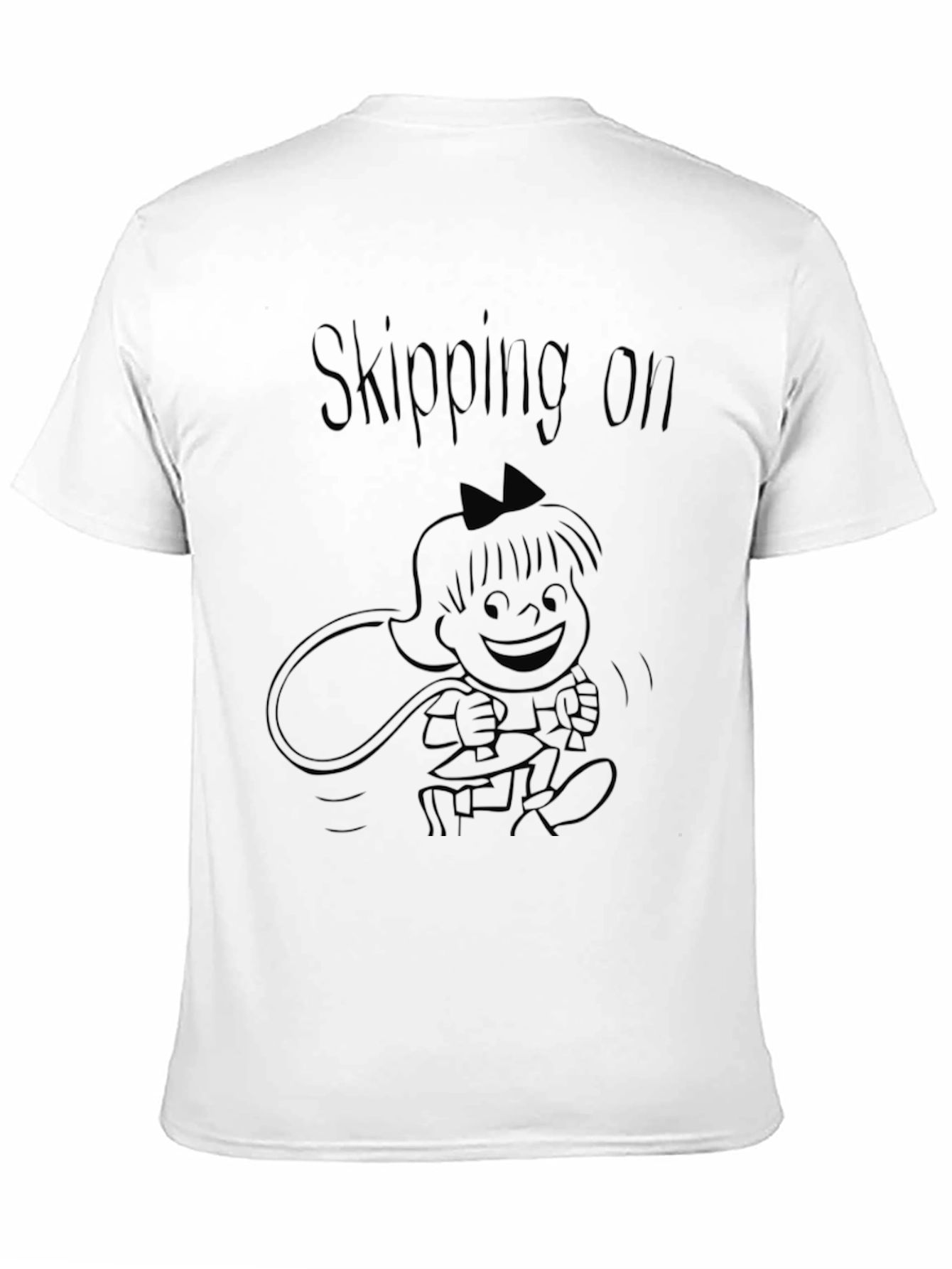 Skipping On Black T-Shirt