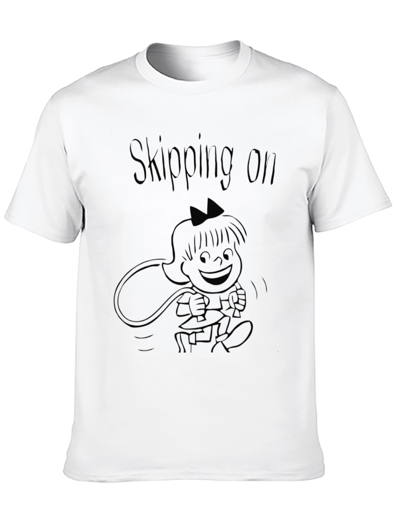 Skipping On Black T-Shirt