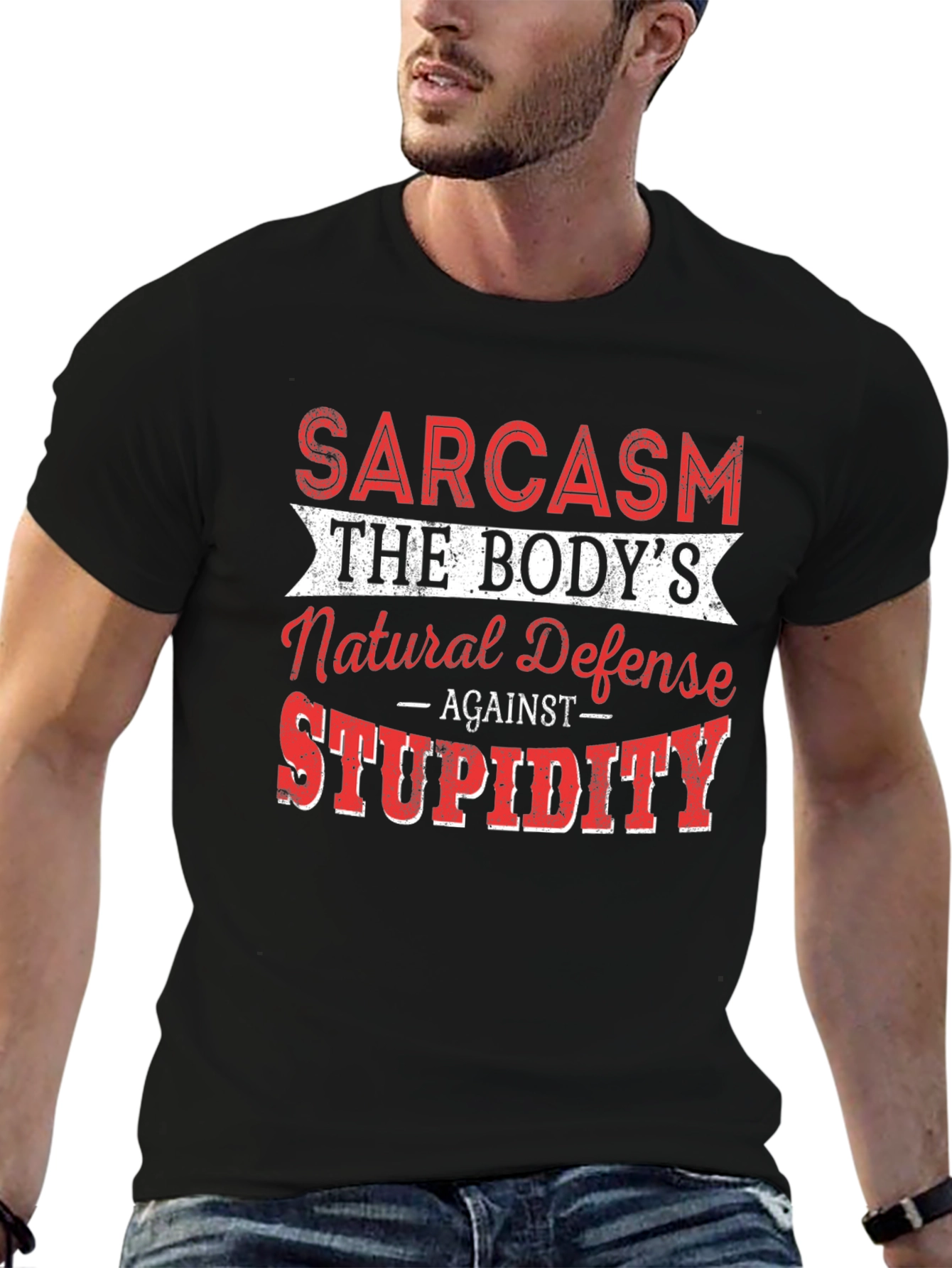 Sarcasm Natural Defense Graphic T-Shirt