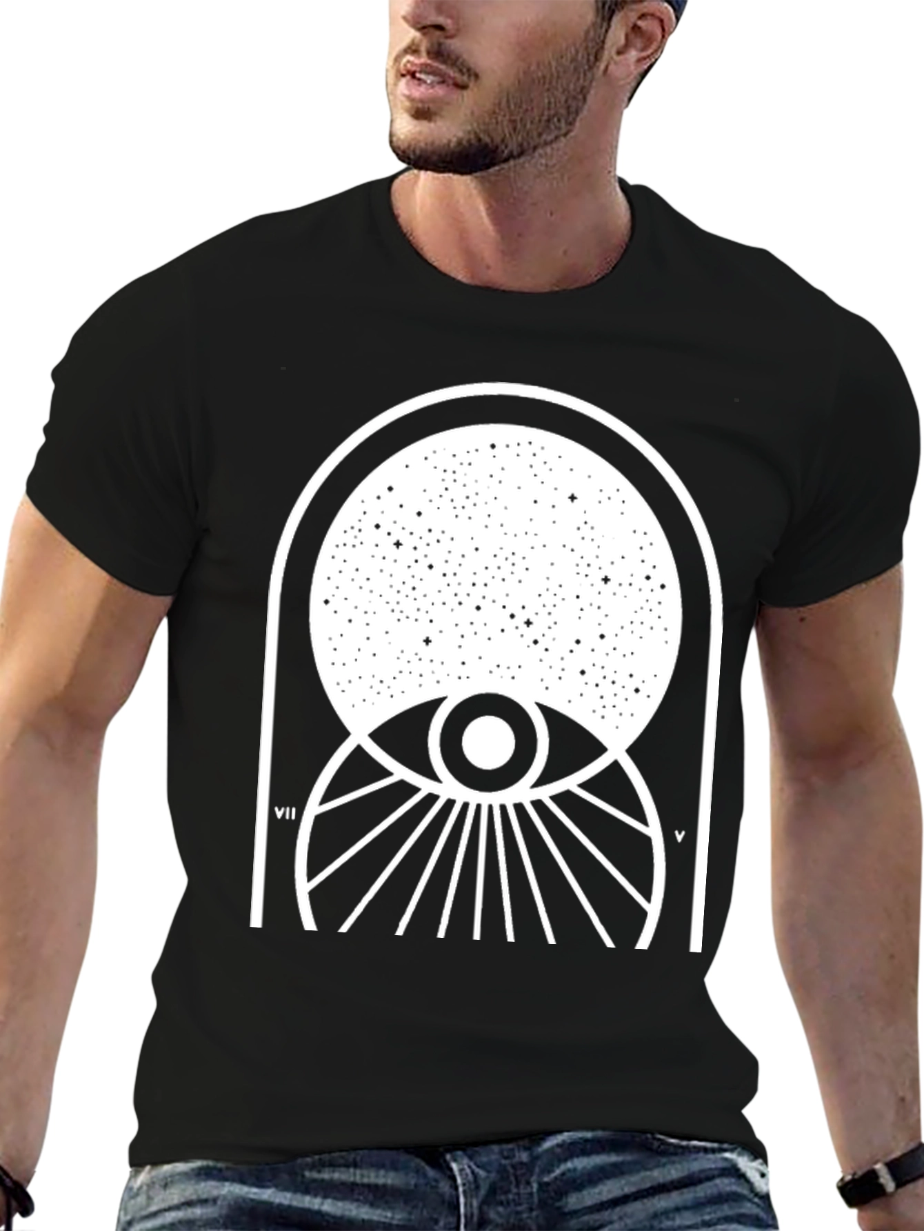 Celestial Eye Graphic Tee - Black Cotton Comfort