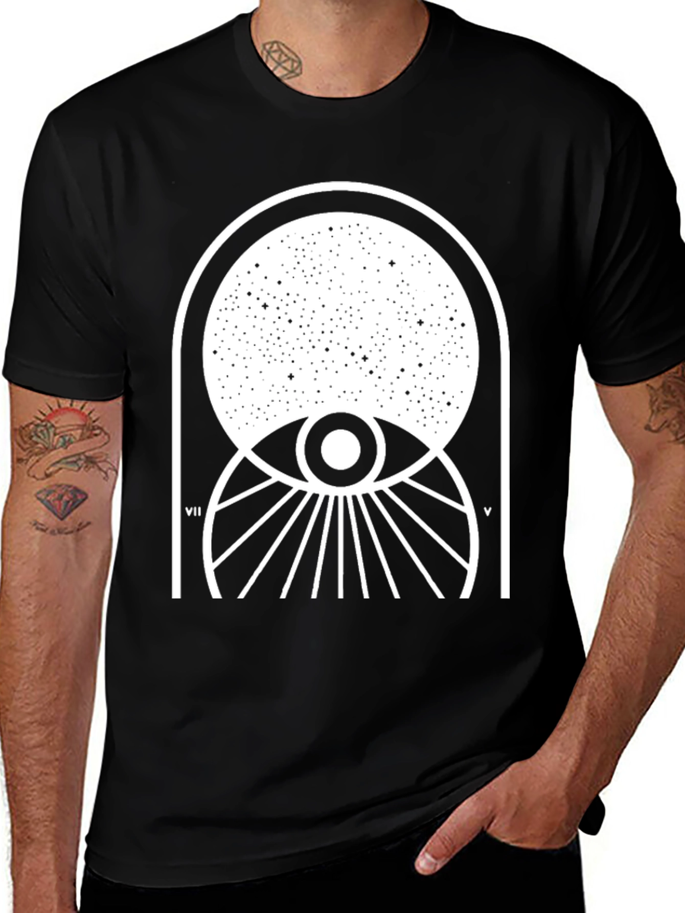 Celestial Eye Graphic Tee - Black Cotton Comfort