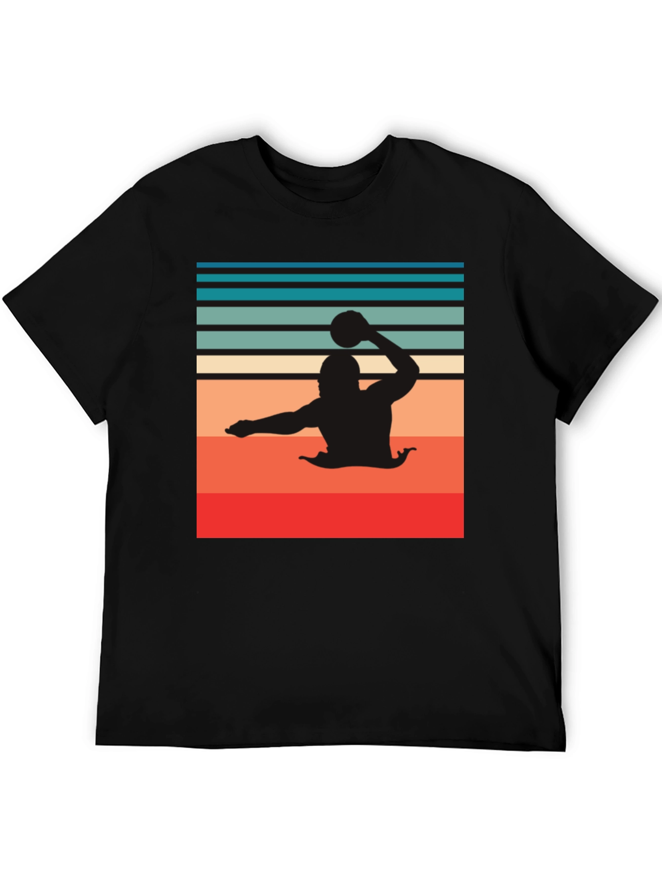 Retro Water Polo Player T-Shirt - Black