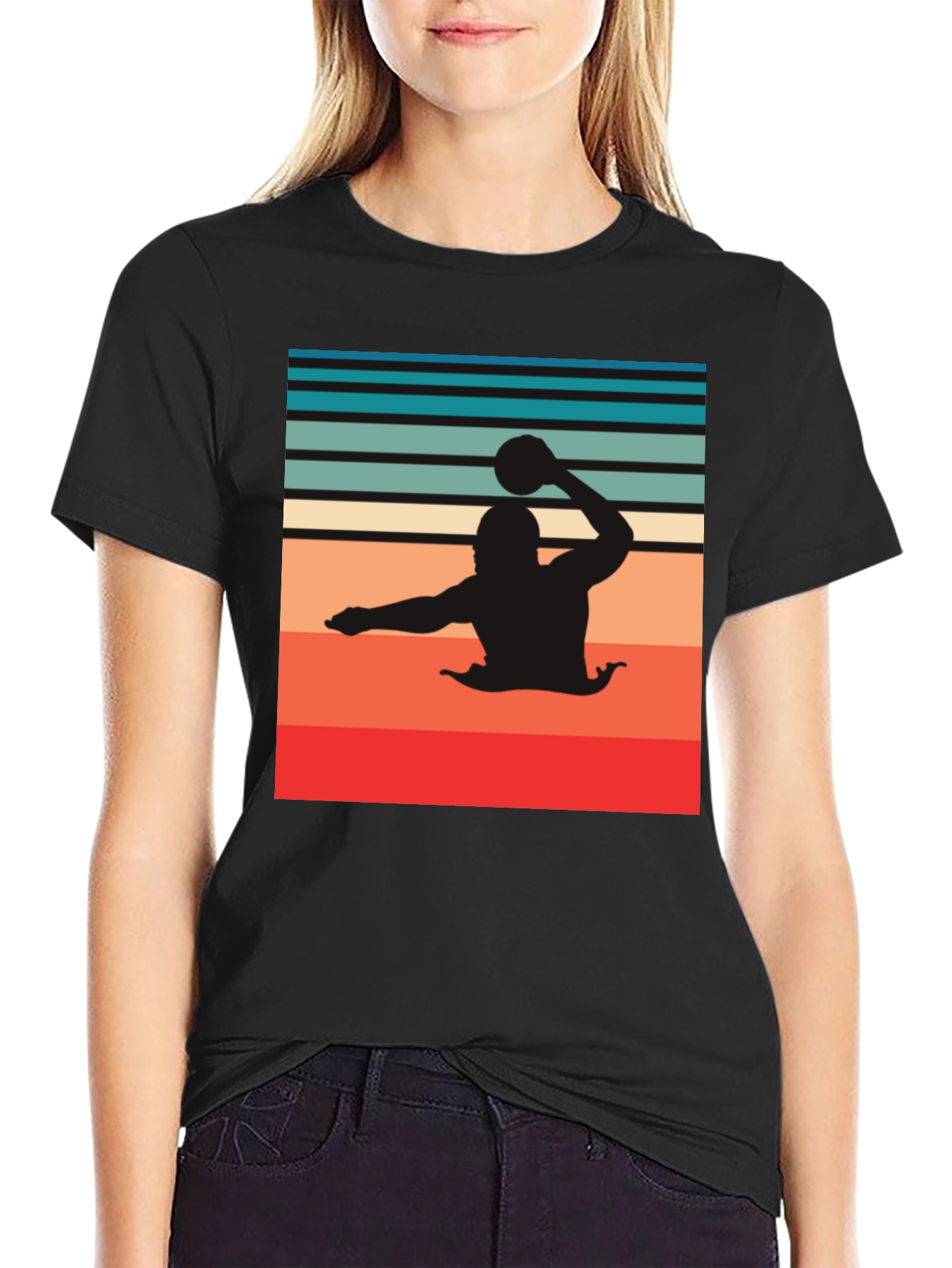 Retro Water Polo Player T-Shirt - Black