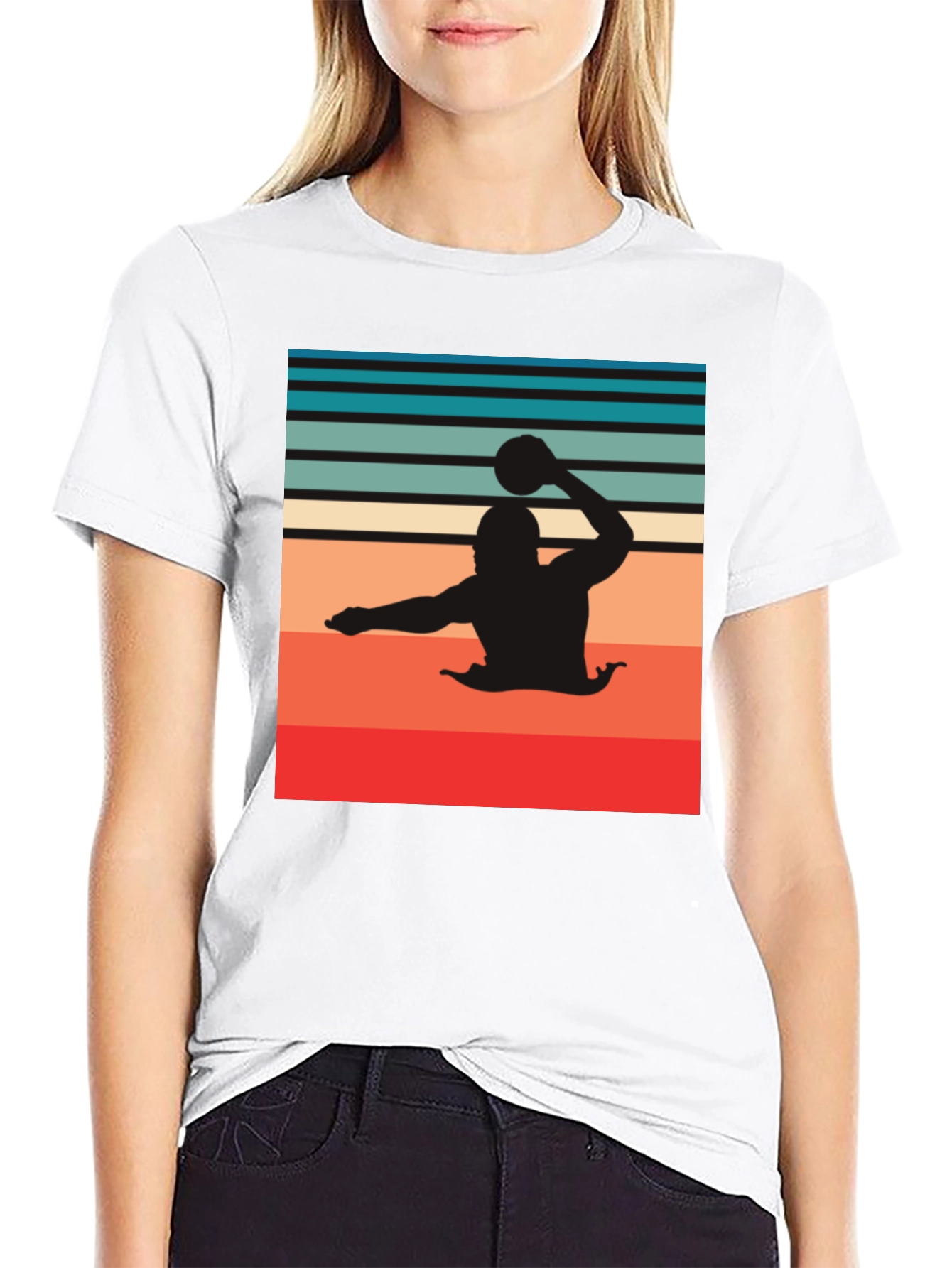 Retro Water Polo Player T-Shirt - Black