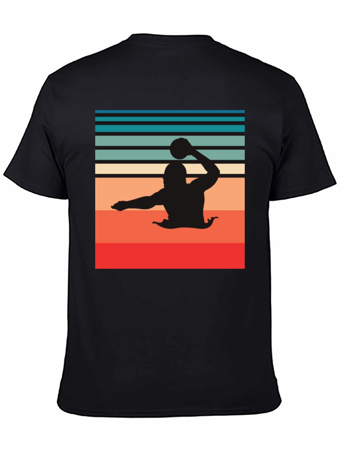 Retro Water Polo Player T-Shirt - Black