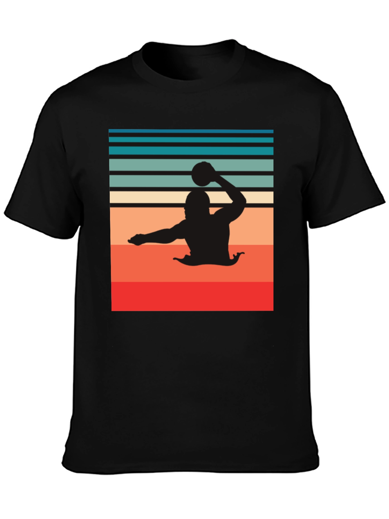 Retro Water Polo Player T-Shirt - Black