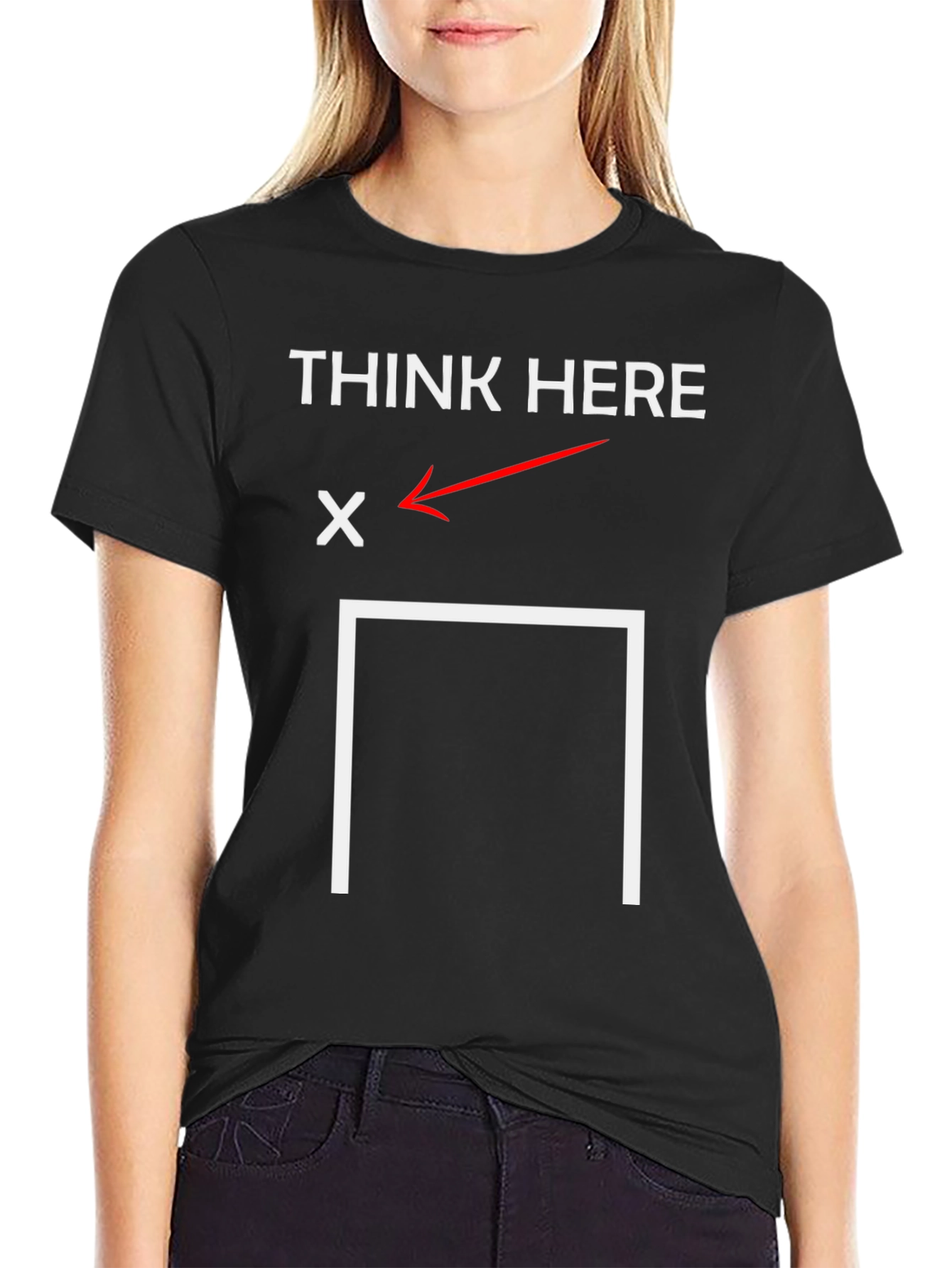 Think Here T-Shirt - Brain Teaser Graphic Tee
