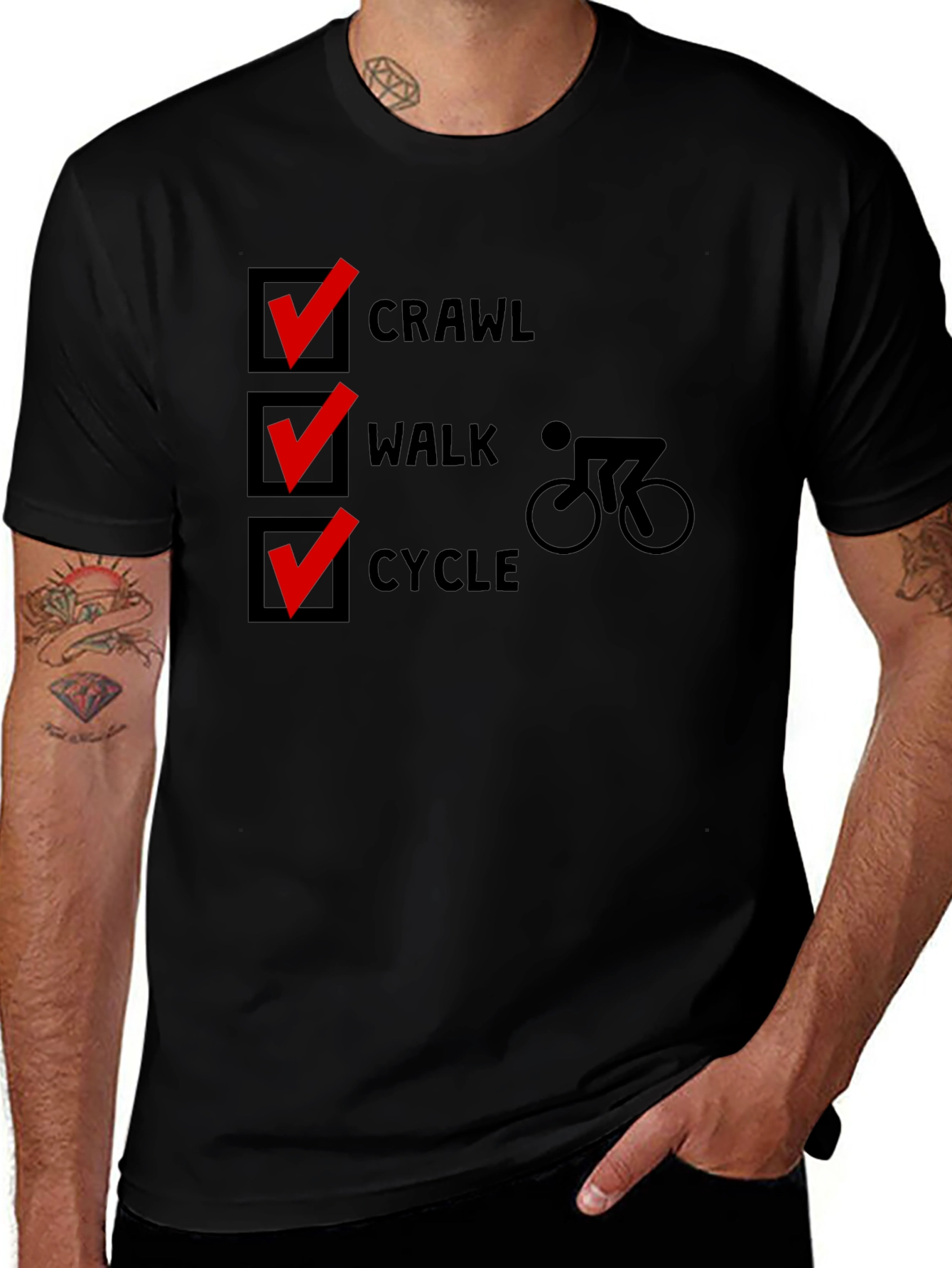 Crawl Walk Cycle T-Shirt - Sporty Black Tee