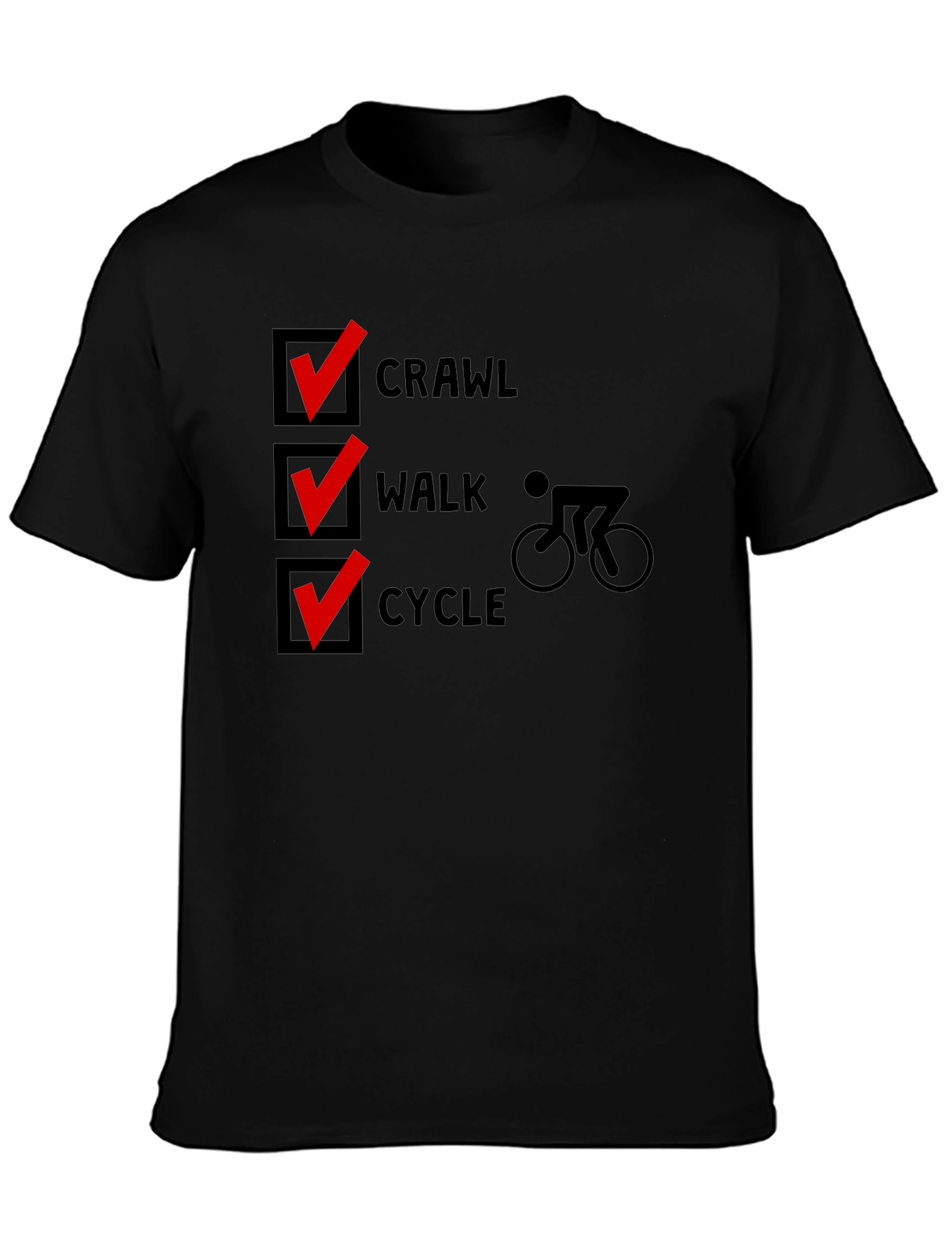 Crawl Walk Cycle T-Shirt - Sporty Black Tee