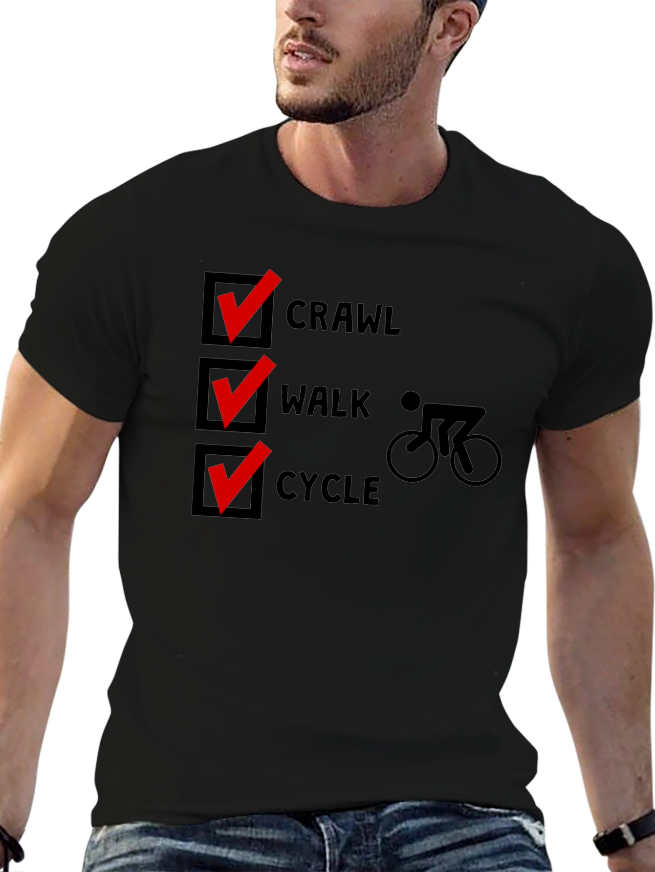 Crawl Walk Cycle T-Shirt - Sporty Black Tee
