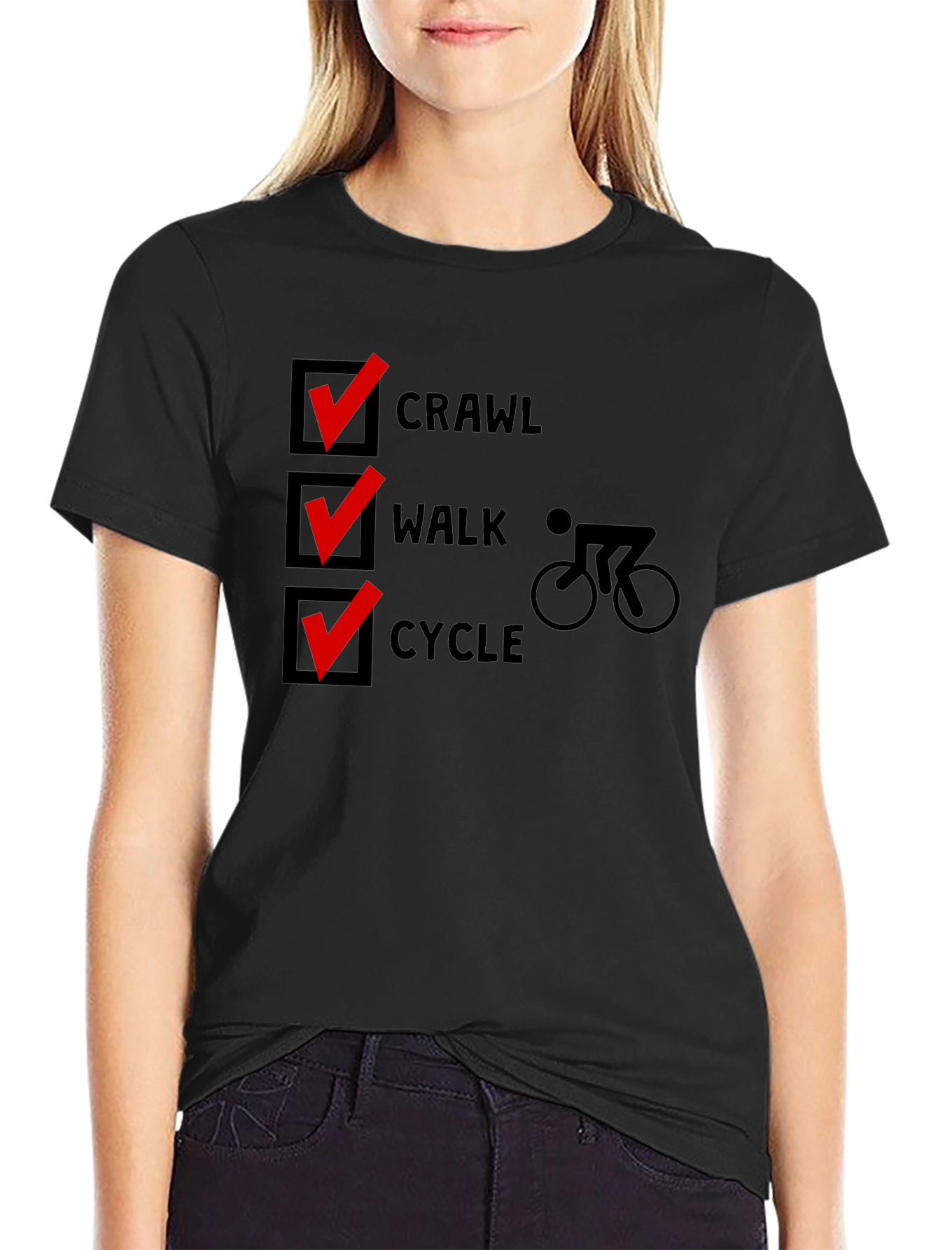 Crawl Walk Cycle T-Shirt - Sporty Black Tee