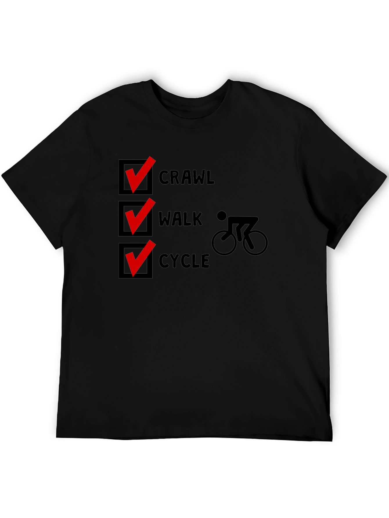 Crawl Walk Cycle T-Shirt - Sporty Black Tee