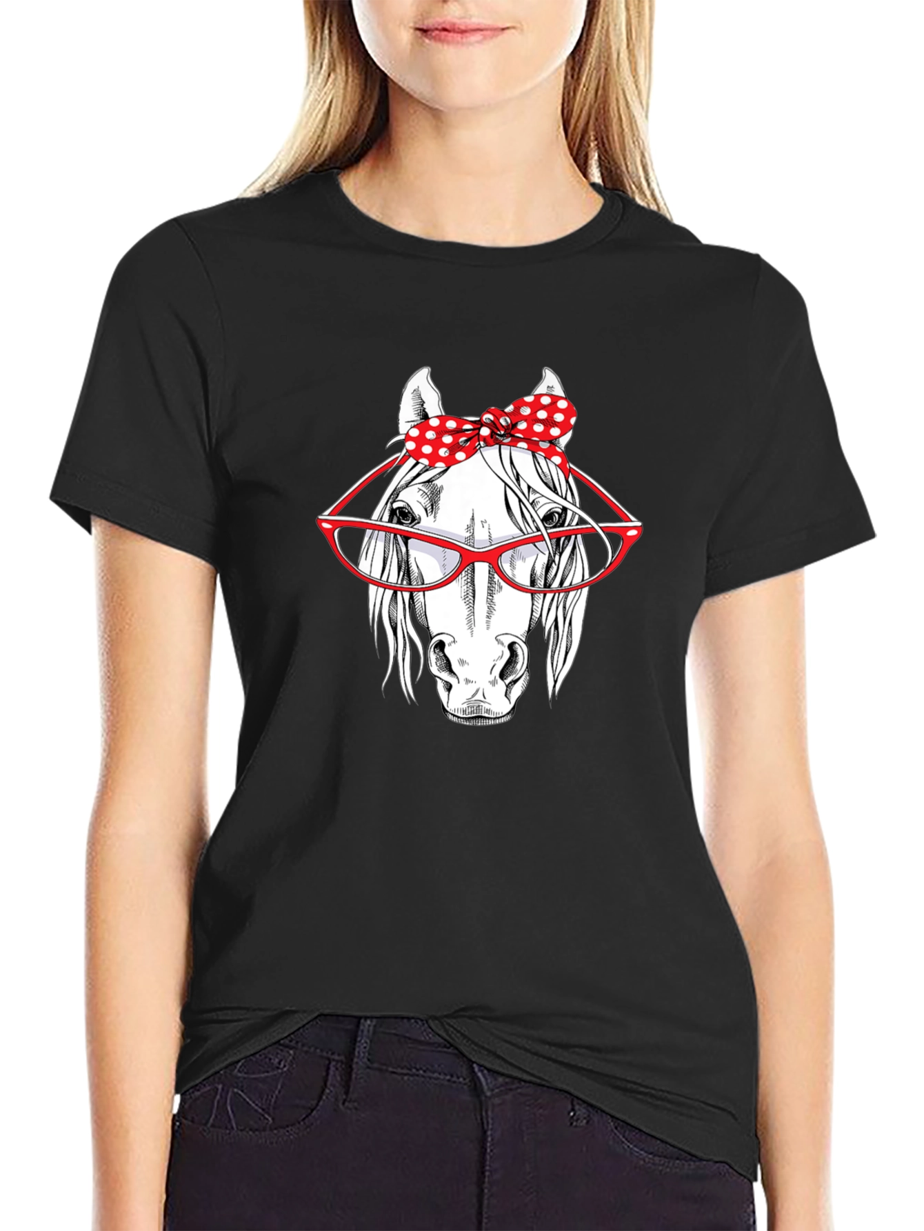 Horse with Glasses Graphic Tee