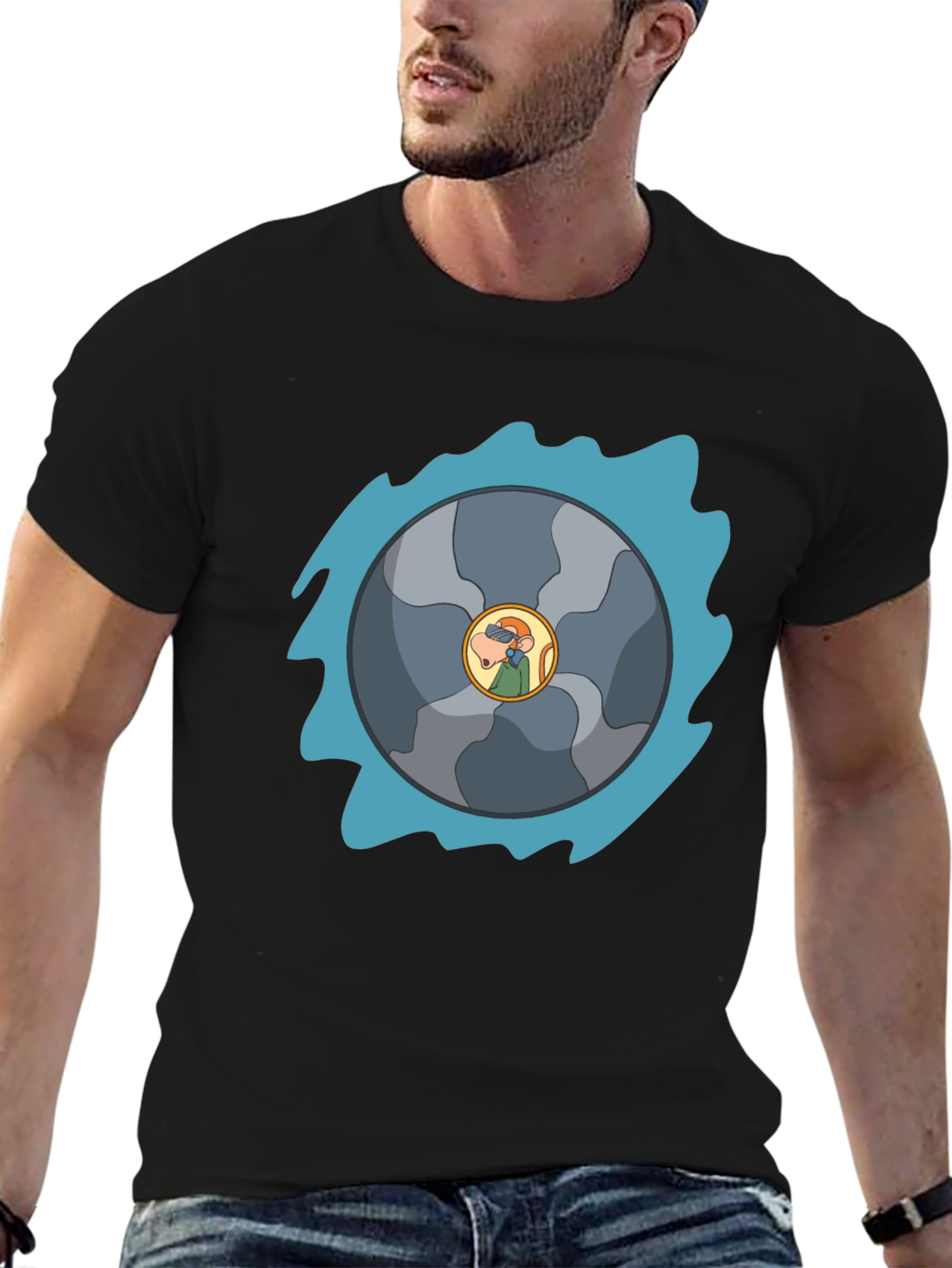 Funky Cartoon T-Shirt - Sawblade Graphic Tee
