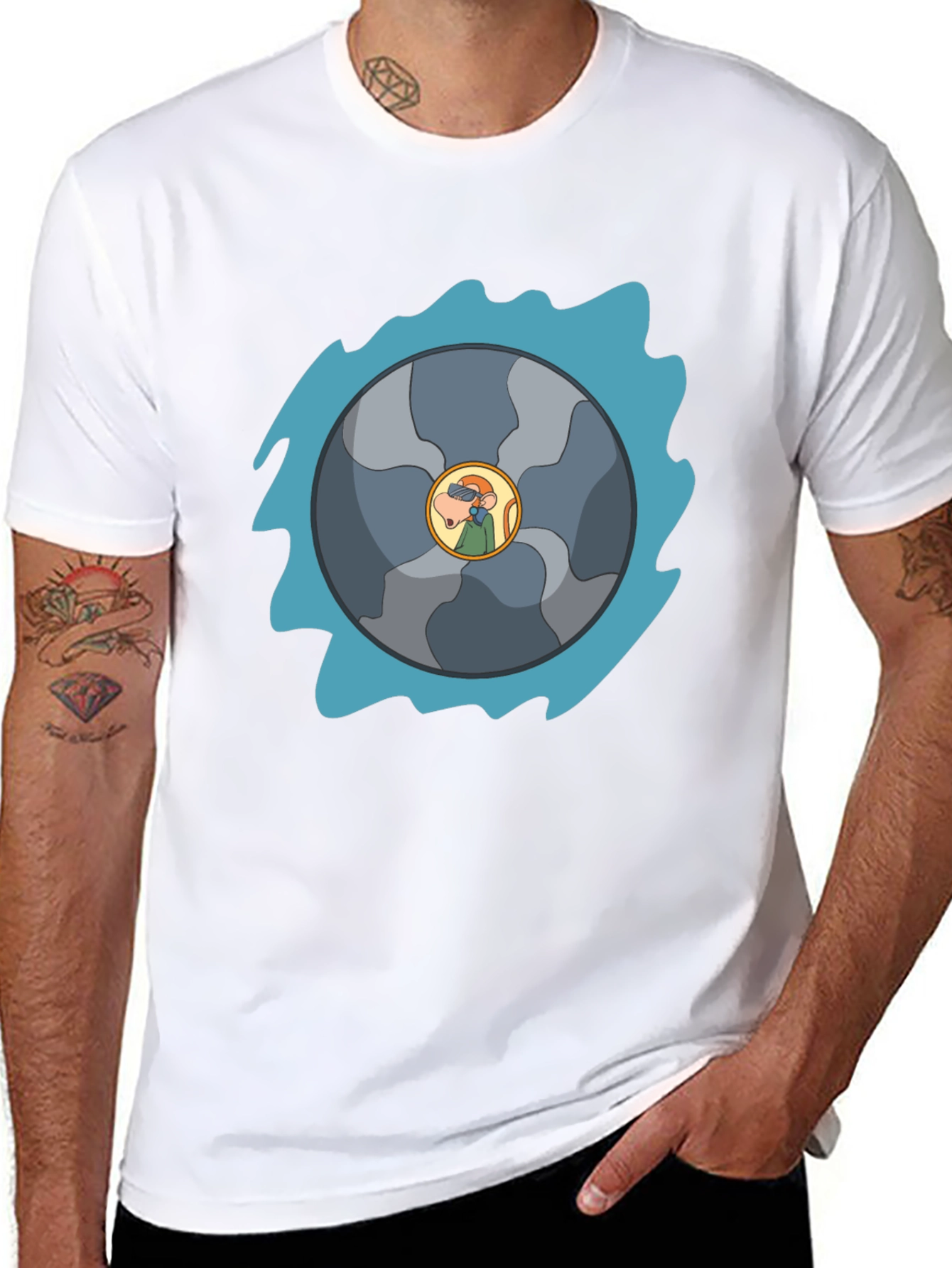 Funky Cartoon T-Shirt - Sawblade Graphic Tee