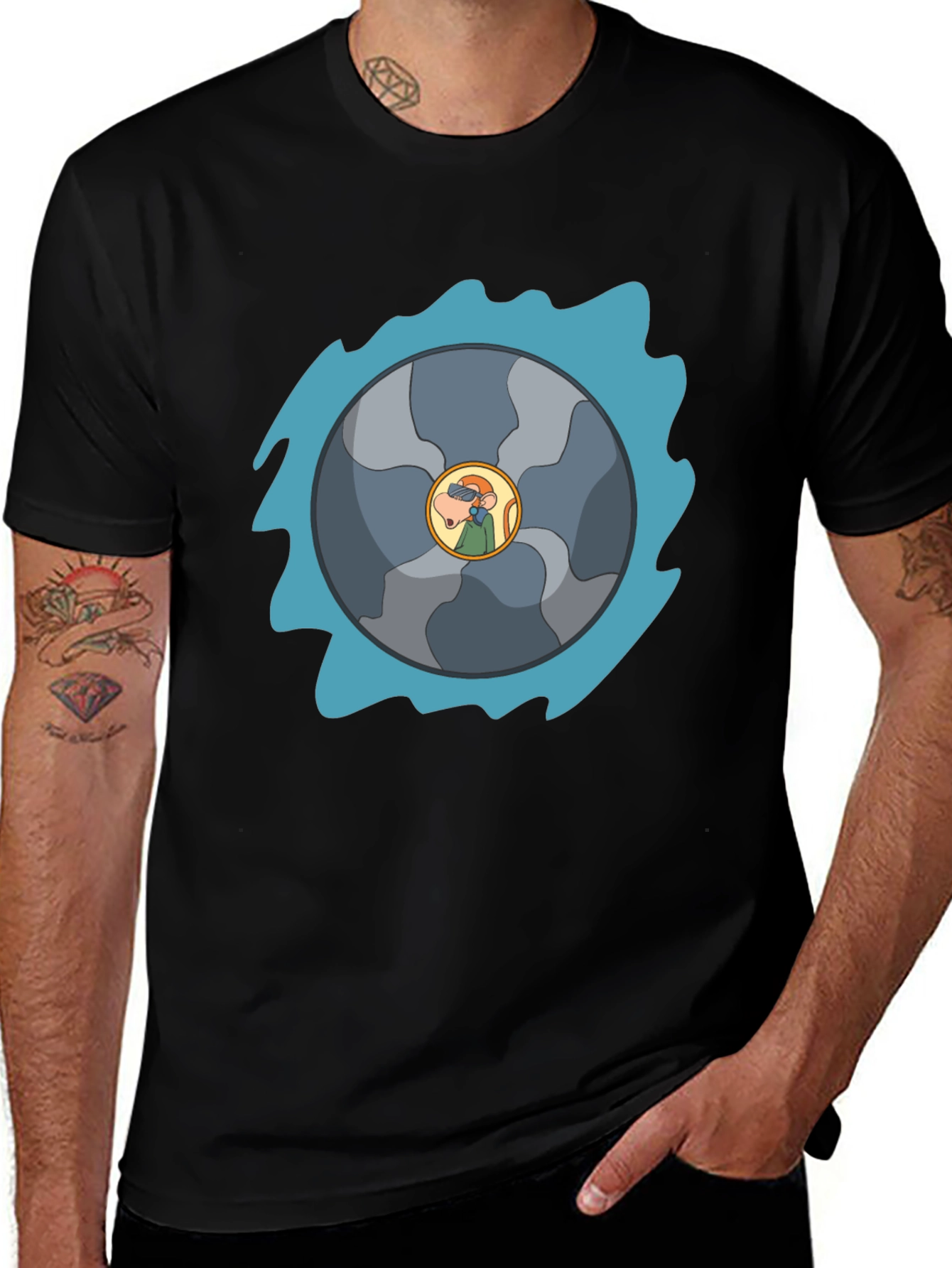 Funky Cartoon T-Shirt - Sawblade Graphic Tee