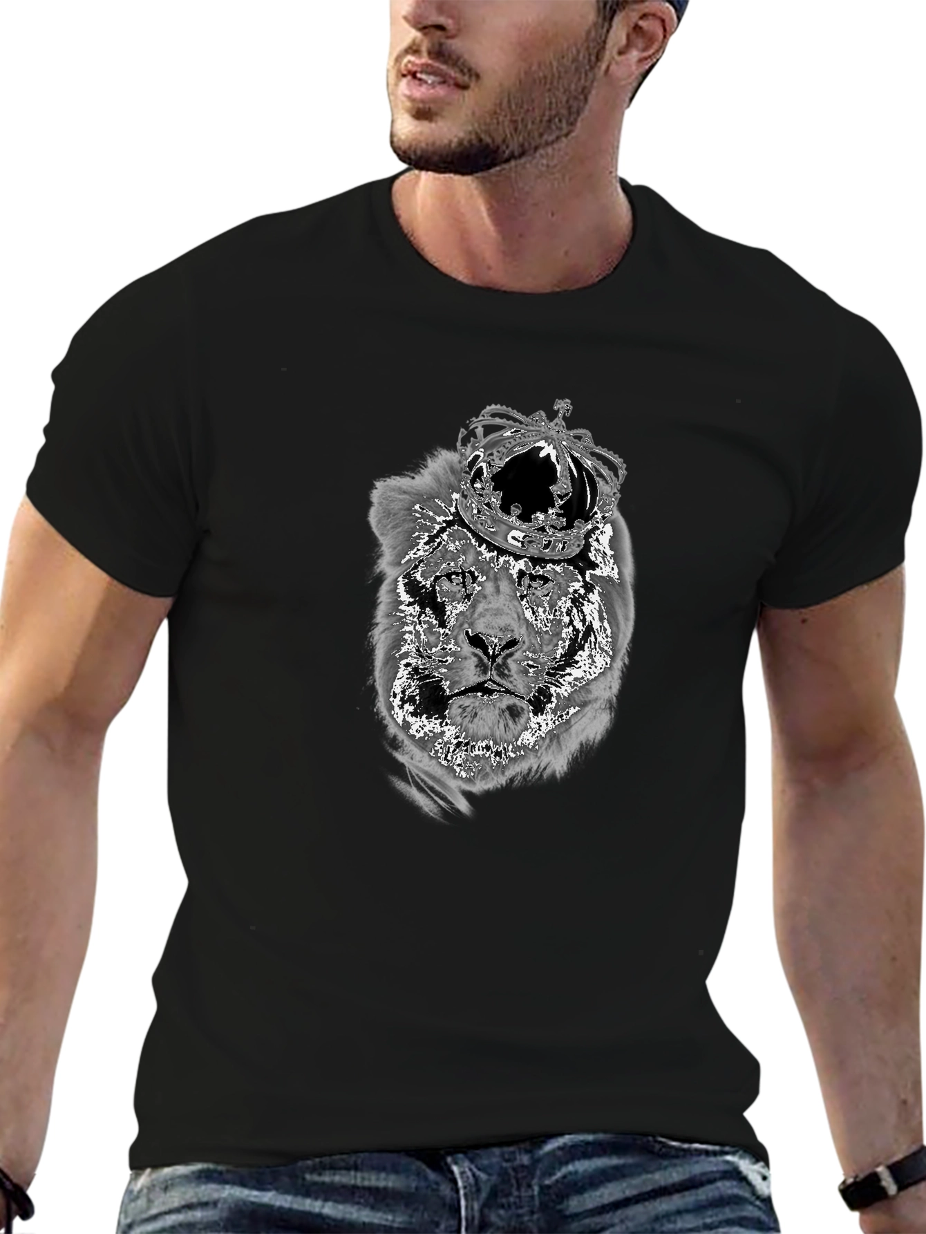 Lion King Graphic Tee - Black Cotton Blend Shirt