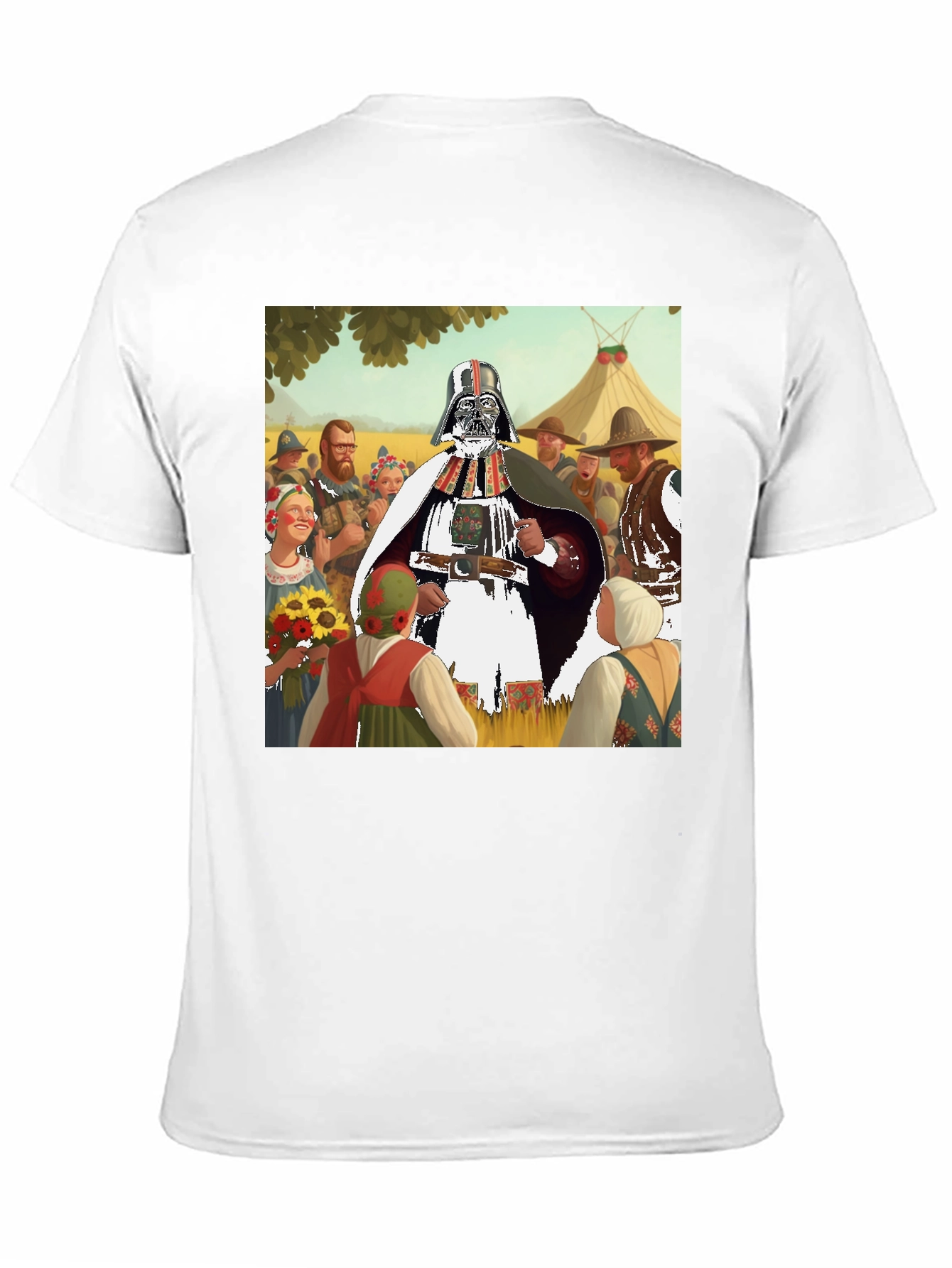 Darth Vader in Traditional Folk Art Black T-Shirt